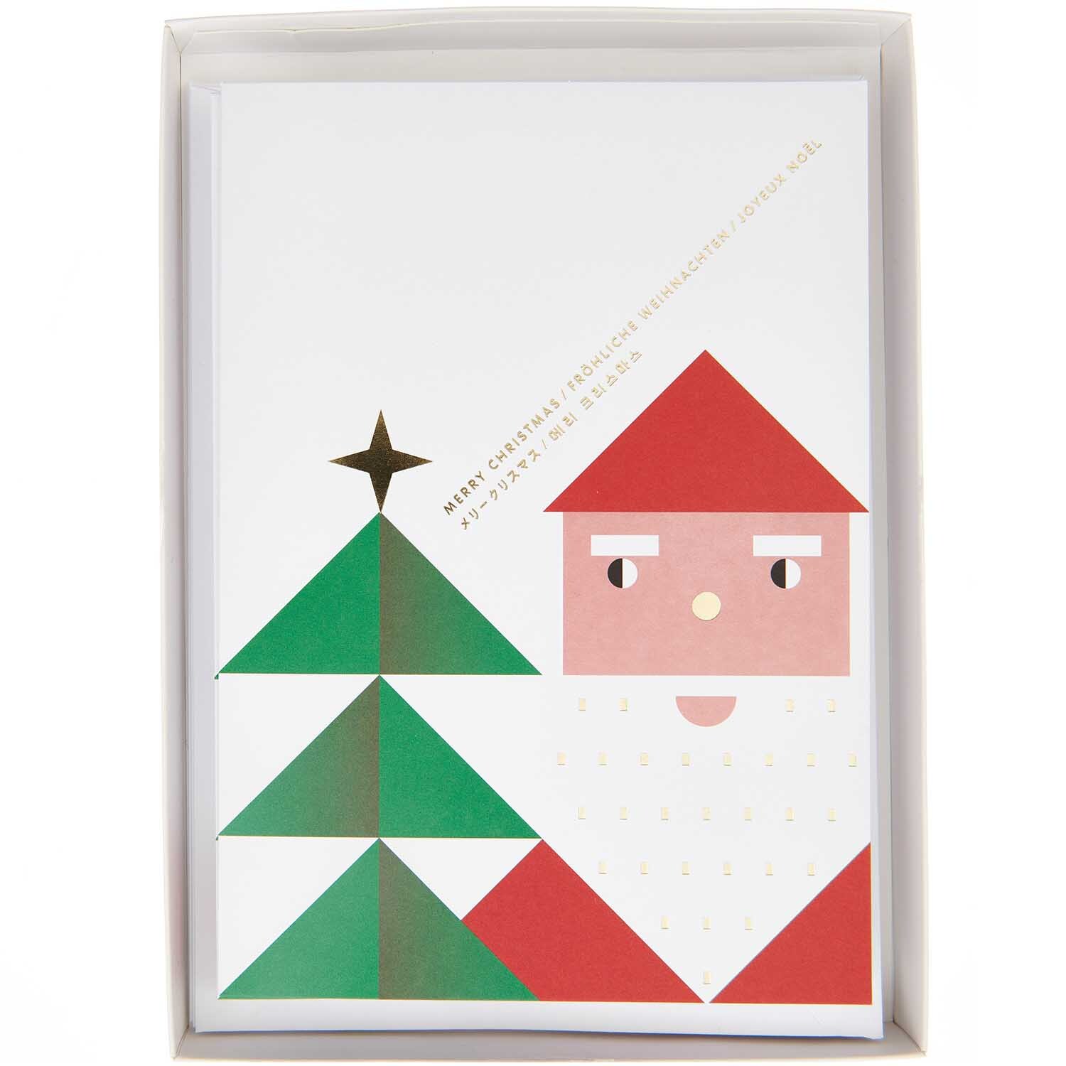 Paper Poetry Kartenset Weihnachtsmann A5 weiß 16-teilig von Rico Design Paper Poetry Kartenset mit Weihnachtsmann-Design, 16-teilig, zeigt stilisierten Weihnachtsmann und Tannenbaum in Rot, Grün und Weiß.