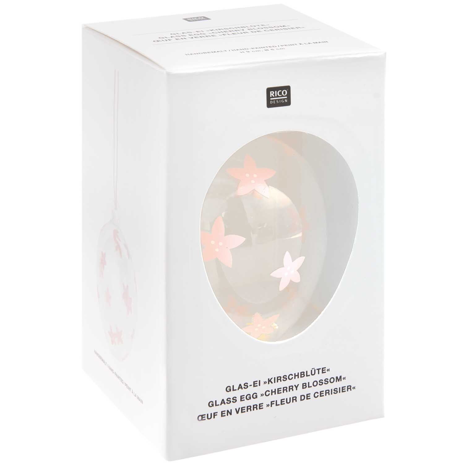 Glas Ei Kirschblüte handbemalt Ø 6cm von Rico Design