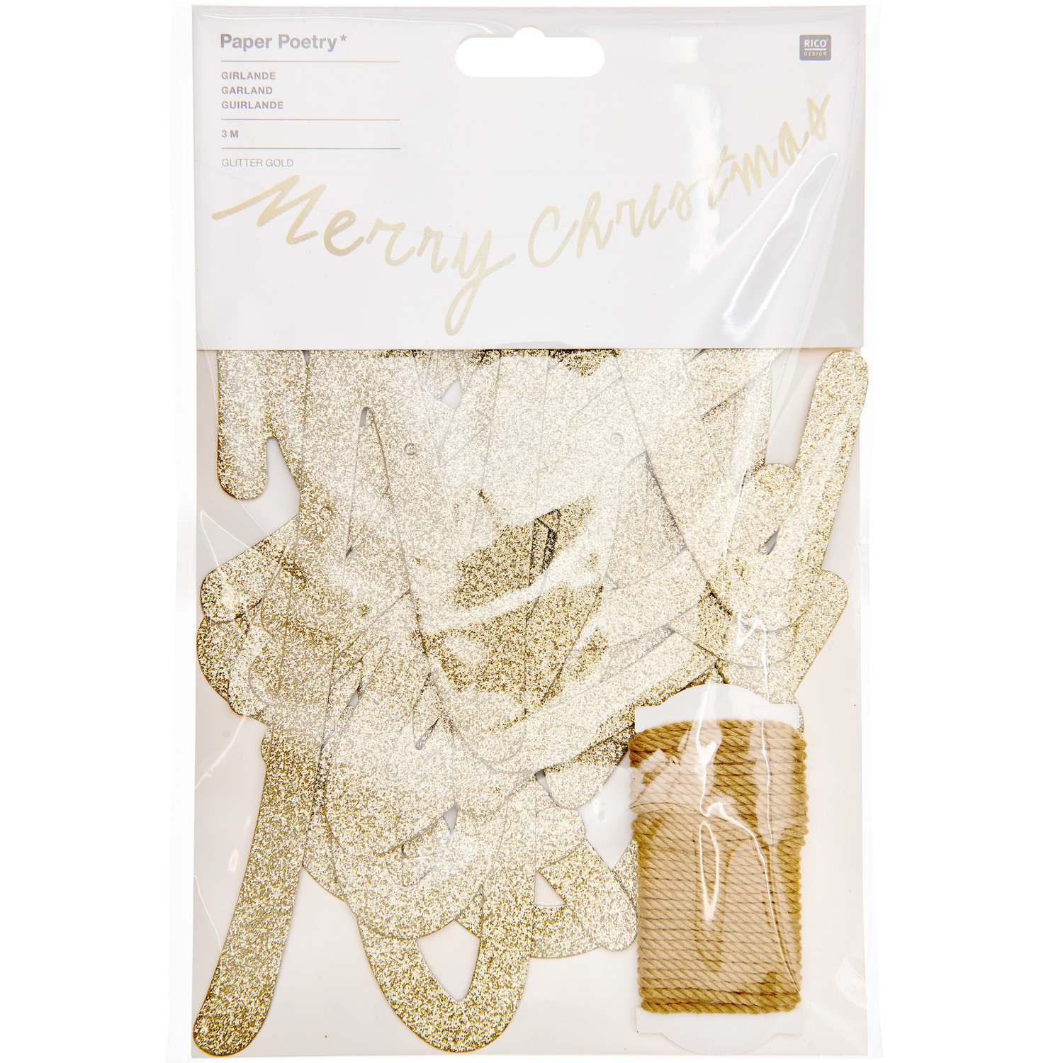 Paper Poetry Girlande Merry Christmas 3m Farbe Gold von Rico Design