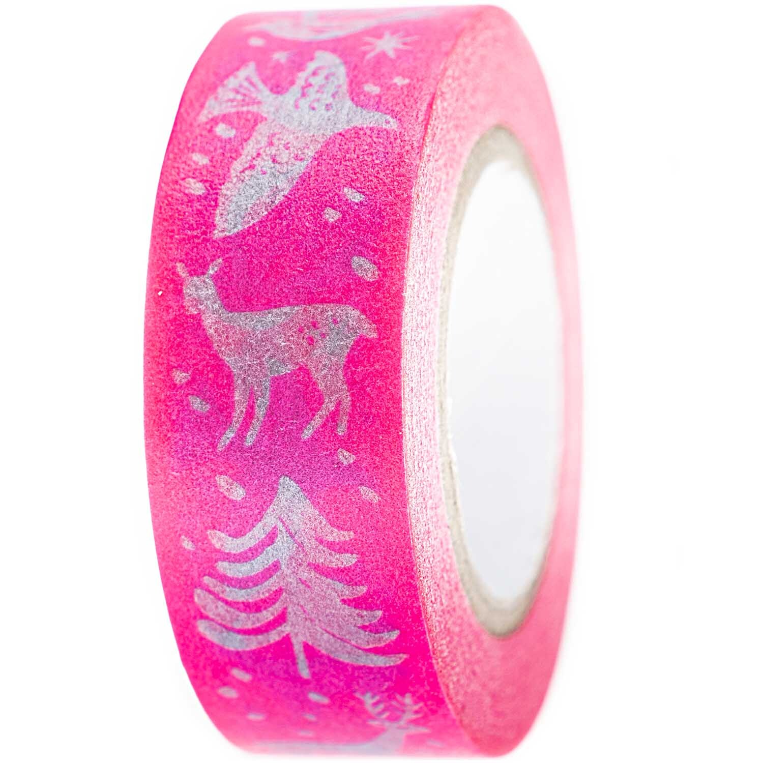 Paper Poetry Tape Nostalgic Christmas mit weihnachtlichen Motiven in Rosa von Rico Design. Ideal für festliche Dekorationen und Bastelprojekte.