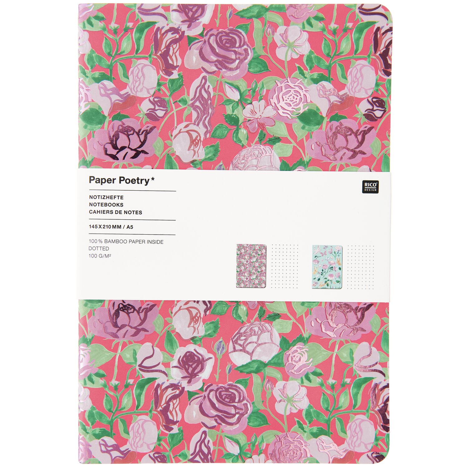 Paper Poetry Notizhefte La Vie en Rose DIN A5 2 Stück von Rico Design