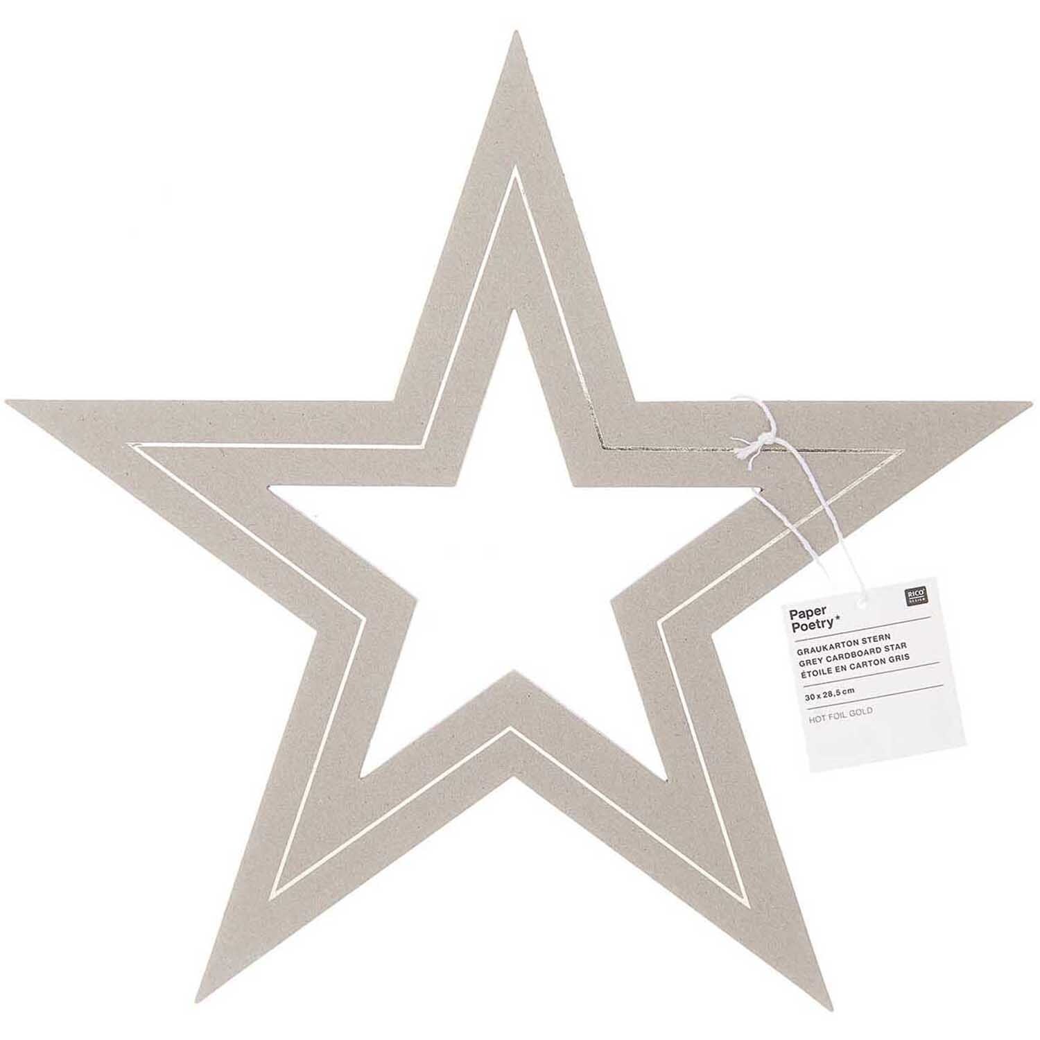 Paper Poetry Graukarton Stern in Sternform, 3mm dick, 30x28,5cm, ideal für kreative Bastelprojekte.
