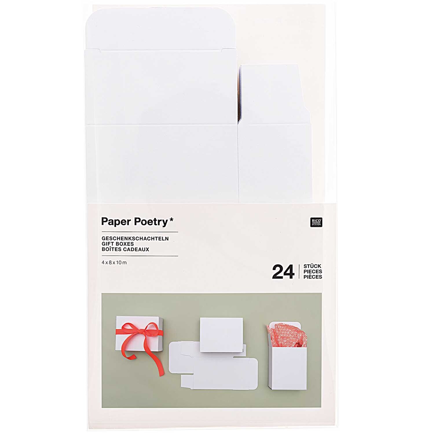 Paper Poetry Adventskalender Boxen Set 24teilig von Rico Design. Weiße Boxen mit Geschenkideen. Ideal für kreative Adventskalender.