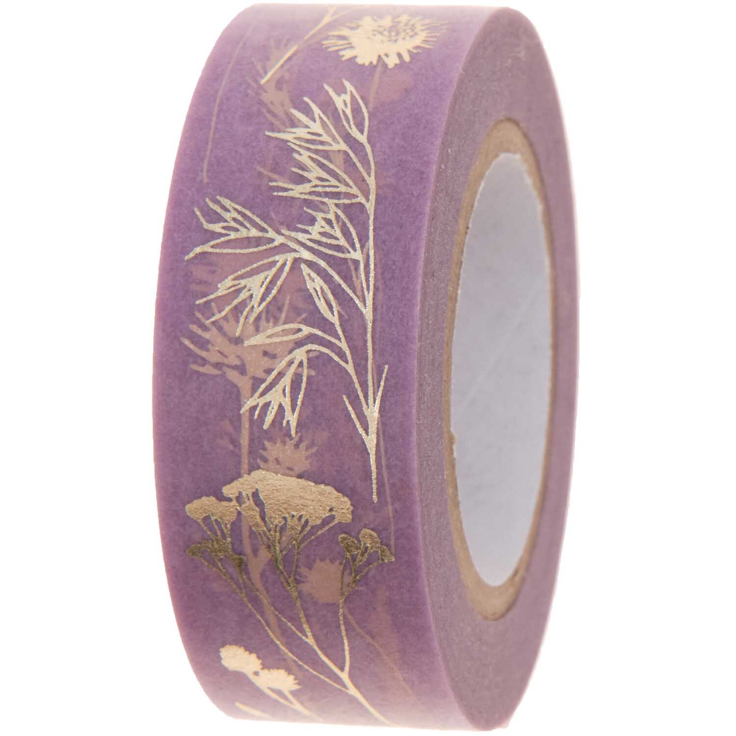 Paper Poetry Tape Gräser mit zarten Pflanzenmotiven auf rosa Hintergrund, 1,5 cm breit, 10 m lang. Ideal für kreative Projekte. Marke: Rico Design.