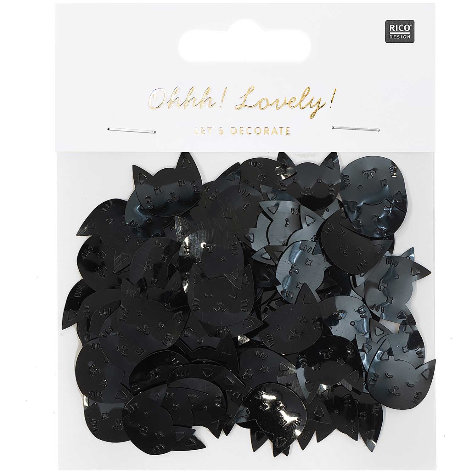 Flitterstreu Katzen Mix schwarz 200 Stück von Rico Design