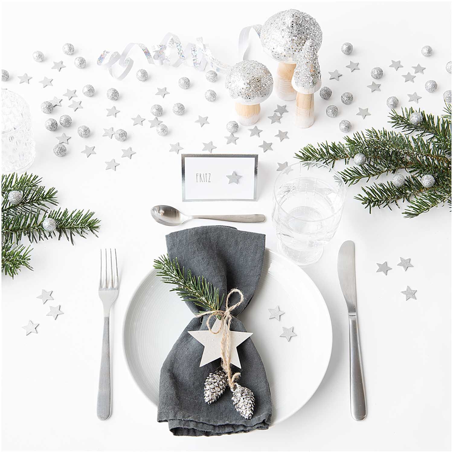 Holzpilz mit Glitter silber von Rico Design
