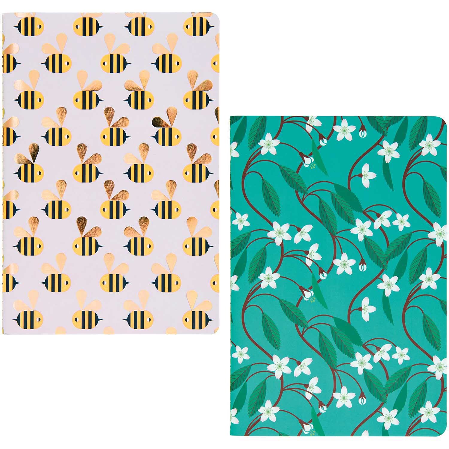 Paper Poetry Notizbücher Bienen und Blüten A5 50 Blatt 80g/m2 2 Stück von Rico Design