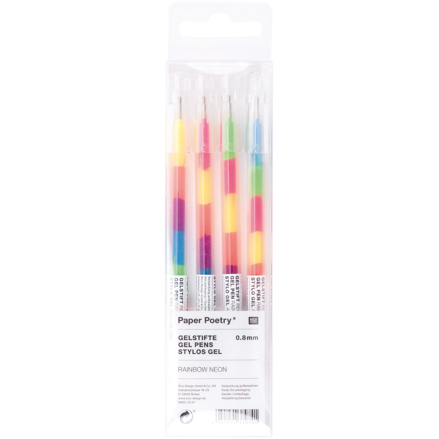 Paper Poetry Gelstifte, 4er-Set in leuchtenden Regenbogenfarben, ideal für kreative Projekte.