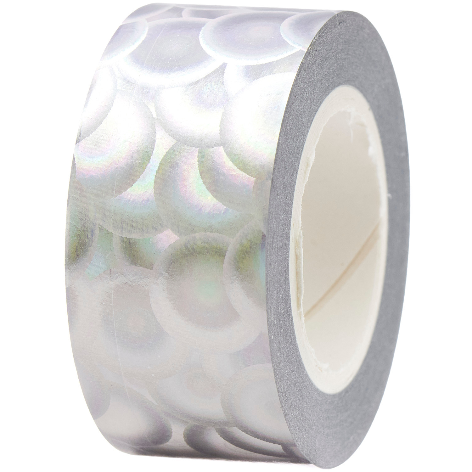 Paper Poetry Tape Bubbly Silber mit schimmerndem Blasenmuster, 2cm breit, 10m lang, von Rico Design.