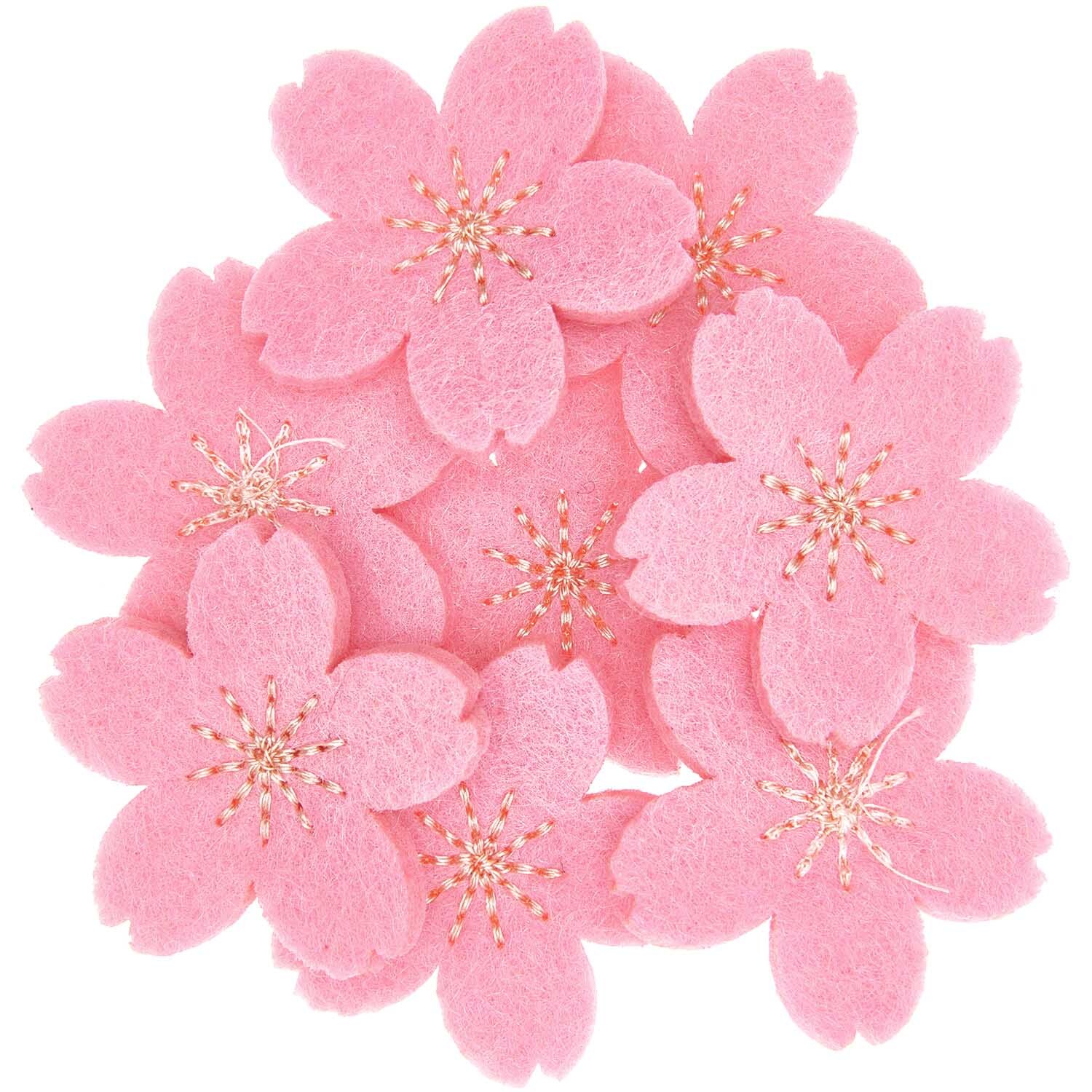Filzstreu Kirschblüten in zartem Pink-Gold von Rico Design, dekorativ arrangiert, ideal für kreative Projekte.