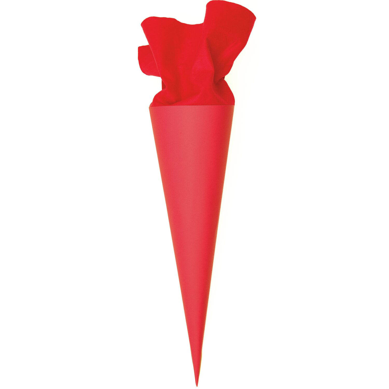 Schultüte Rohling mit Filzverschluss, 70cm, leuchtend rot, ideal für den Schulanfang, von Rico Design.