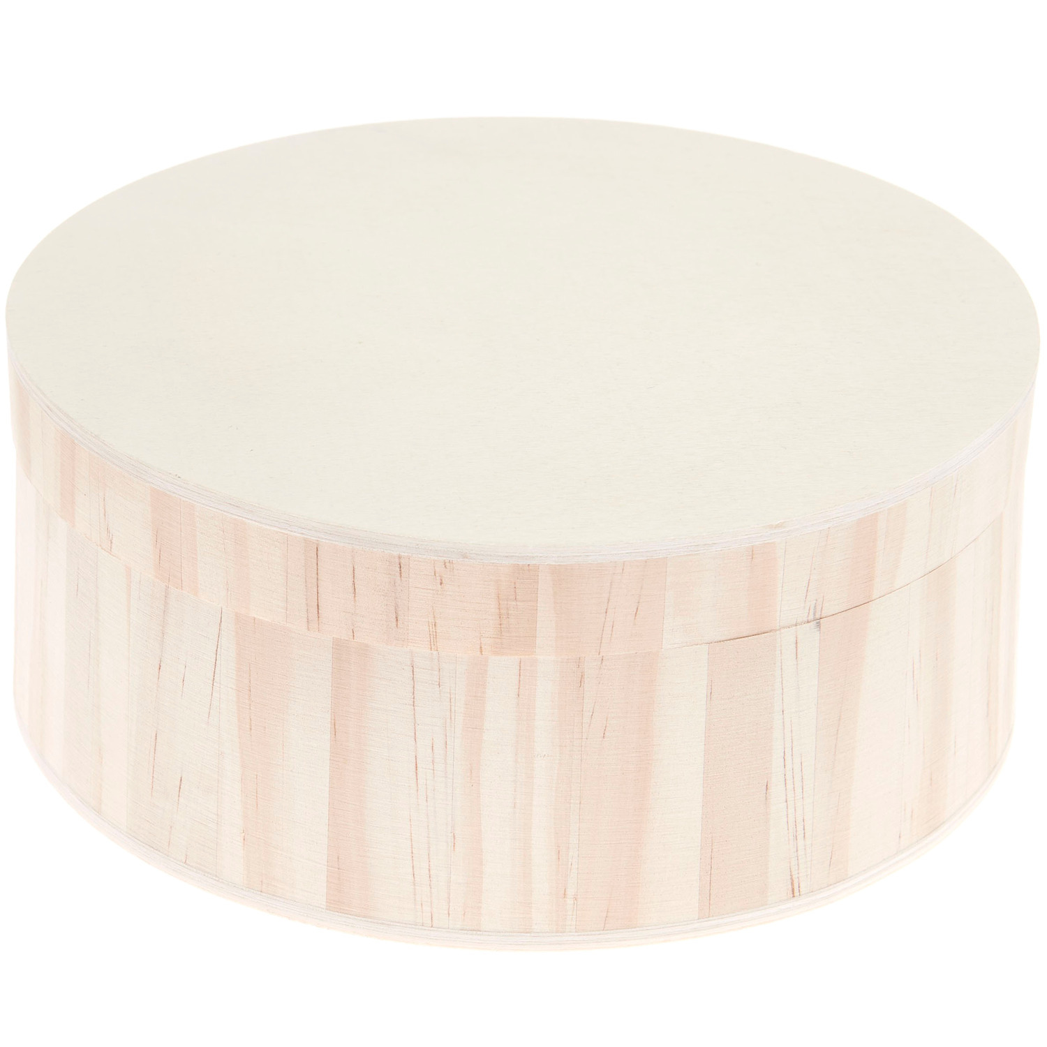Holzbox rund mit Magnetverschluss von Rico Design, in hellem Holzton, ideal zur Aufbewahrung.