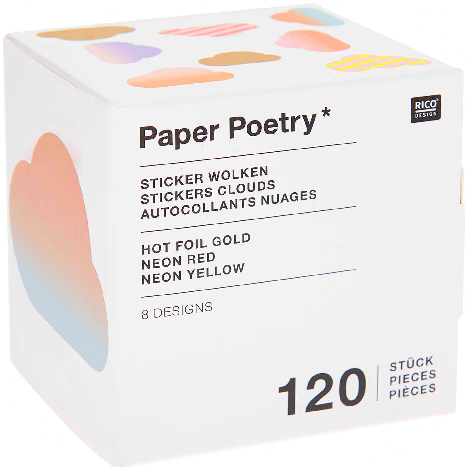 Paper Poetry Sticker Wolken 5,5cm 120 Stück auf der Rolle von Rico Design