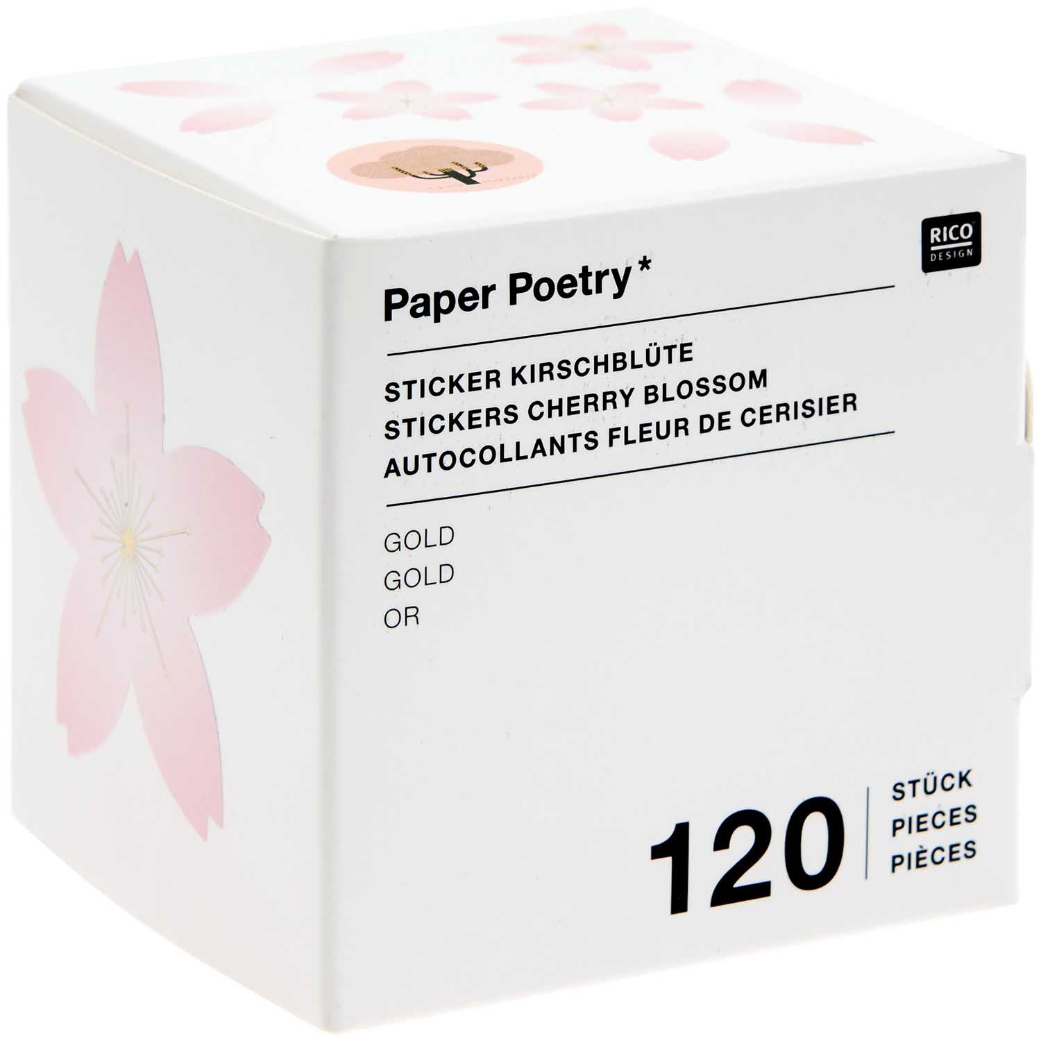 Paper Poetry Sticker Blütenblätter 5cm 120 Stück auf der Rolle Hot Foil von Rico Design