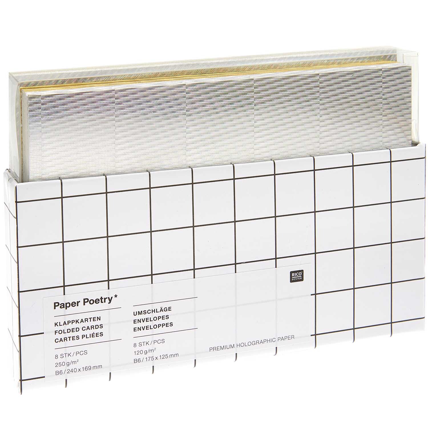 Paper Poetry Kartenset gold/silber B6 16-teilig von Rico Design
