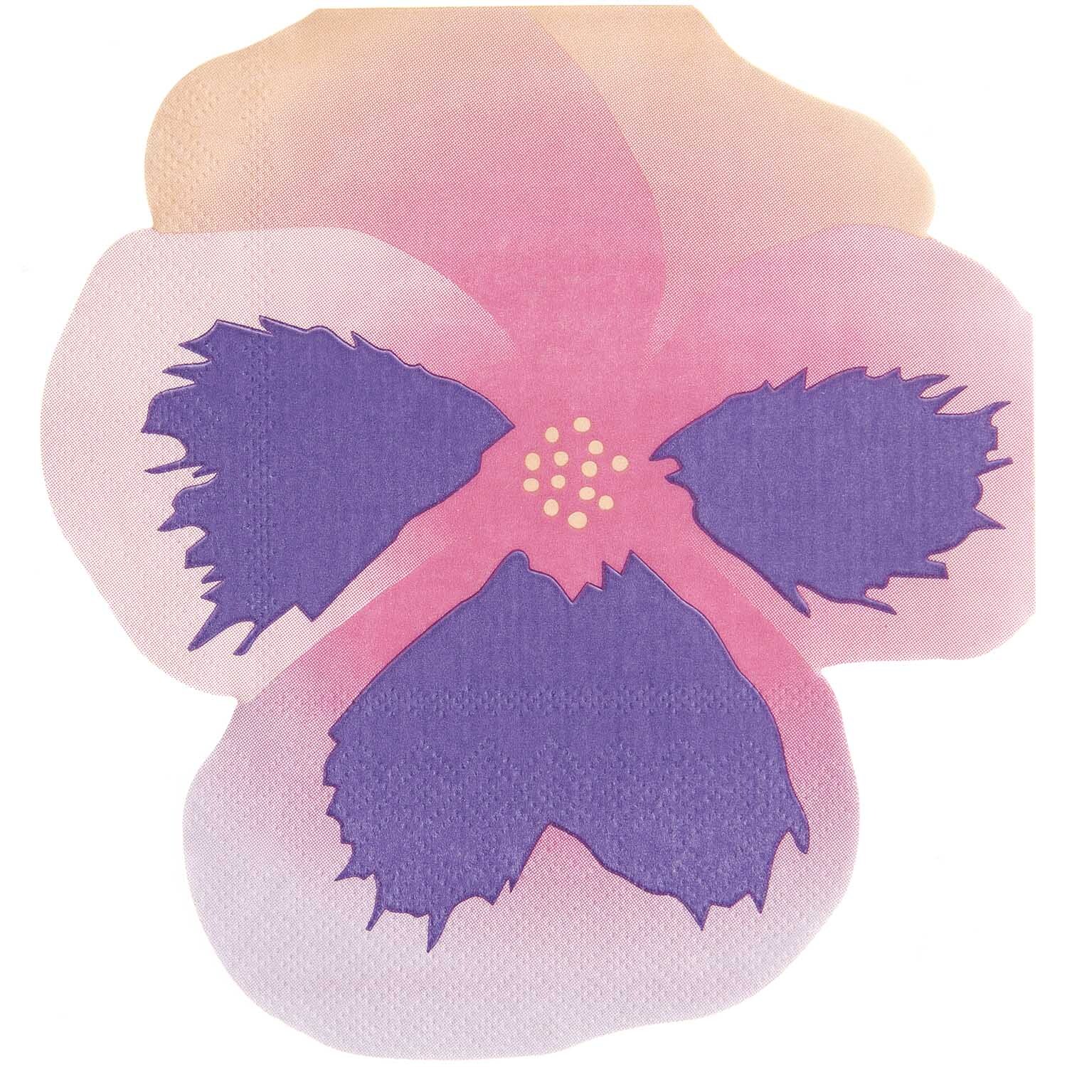 Servietten Stiefmütterchen von Rico Design, 20 Stück, 30x32cm, mit violettem Blütenmuster.