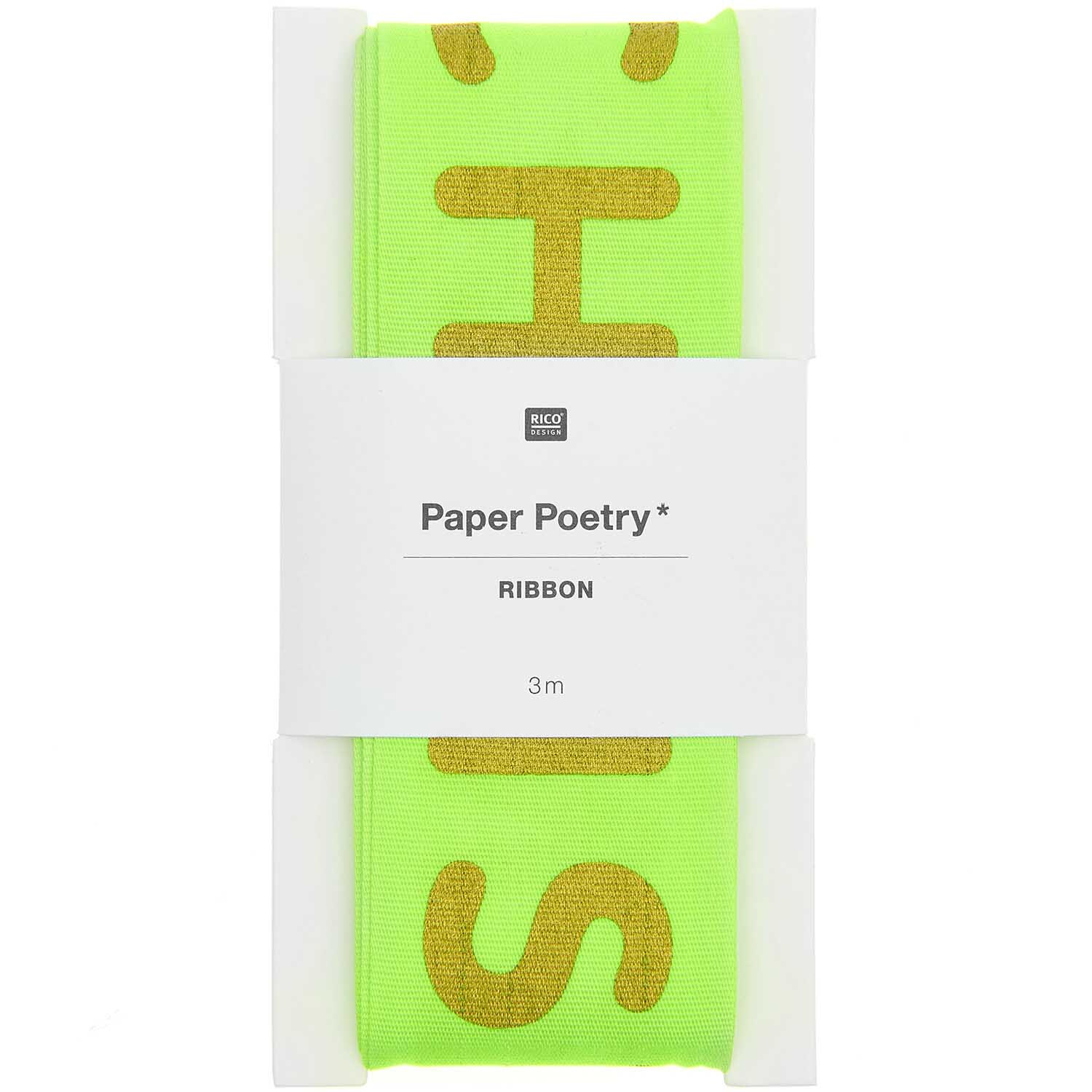 Paper Poetry Taftband Merry Christmas limone 38mm 3m von Rico Design