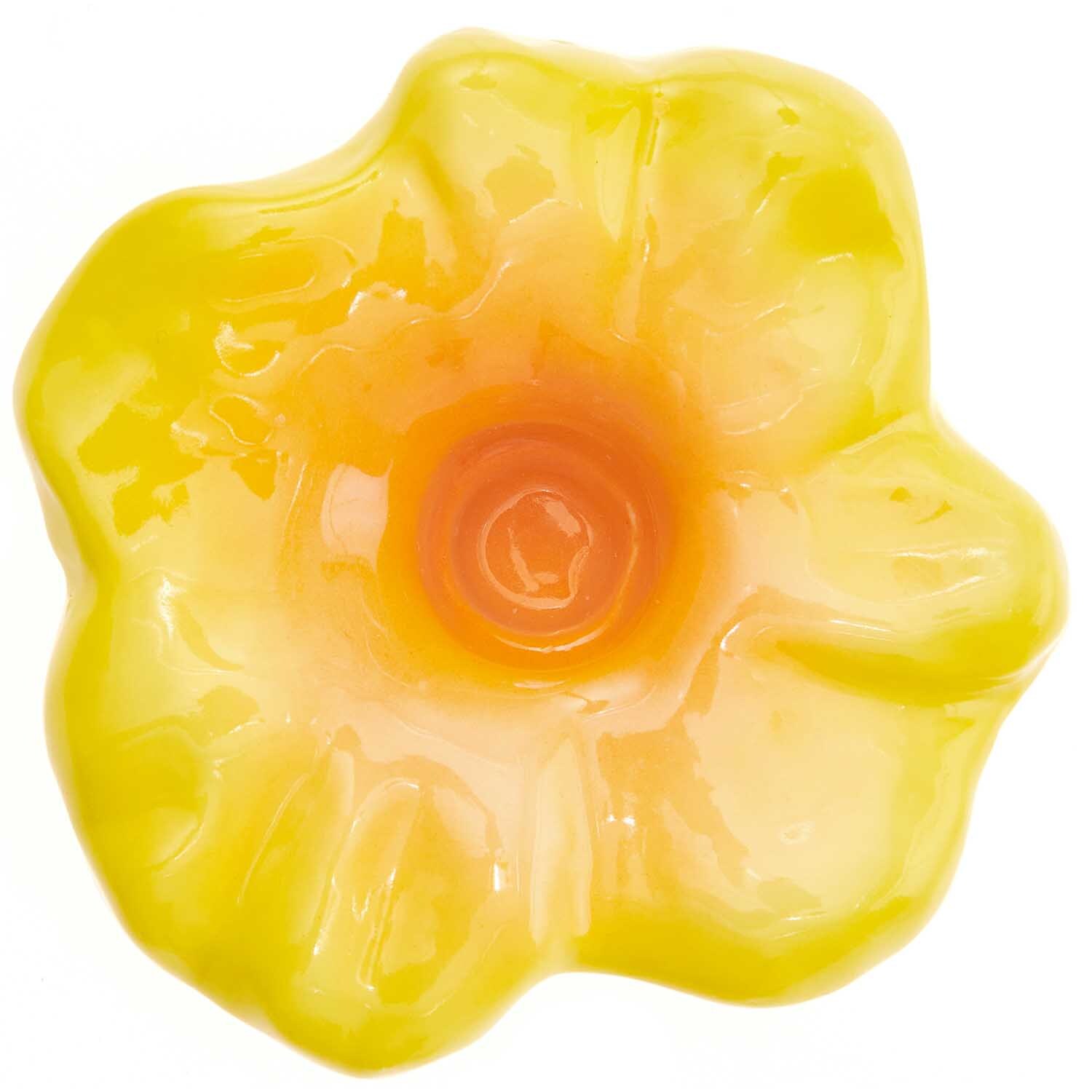 Keramik Kerzenhalter gelbe Blüte Ø8,5cm H3cm von Rico Design