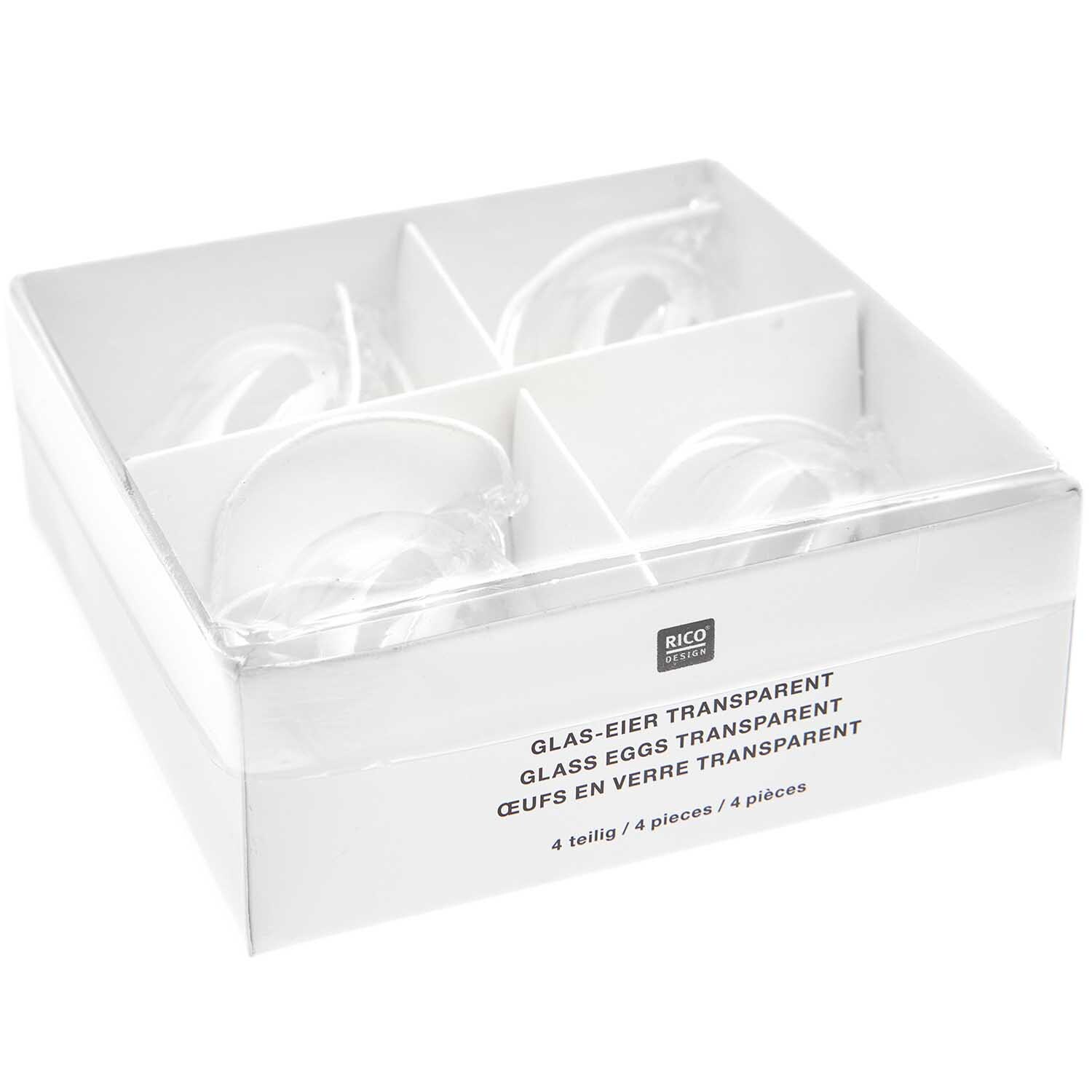 Glas Eier transparent 4 Stück Ø 3cm von Rico Design