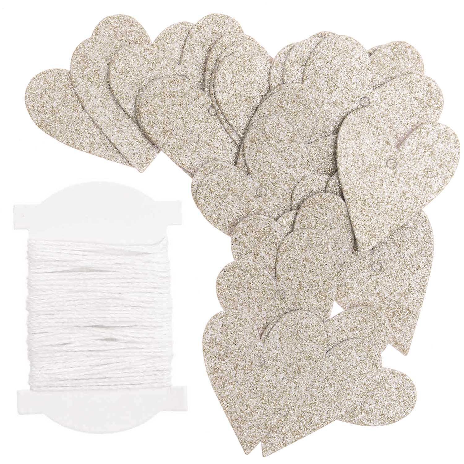 Paper Poetry Papieranhänger in Herzform mit Glitter, ideal für Dekorationen, 24 Stück.