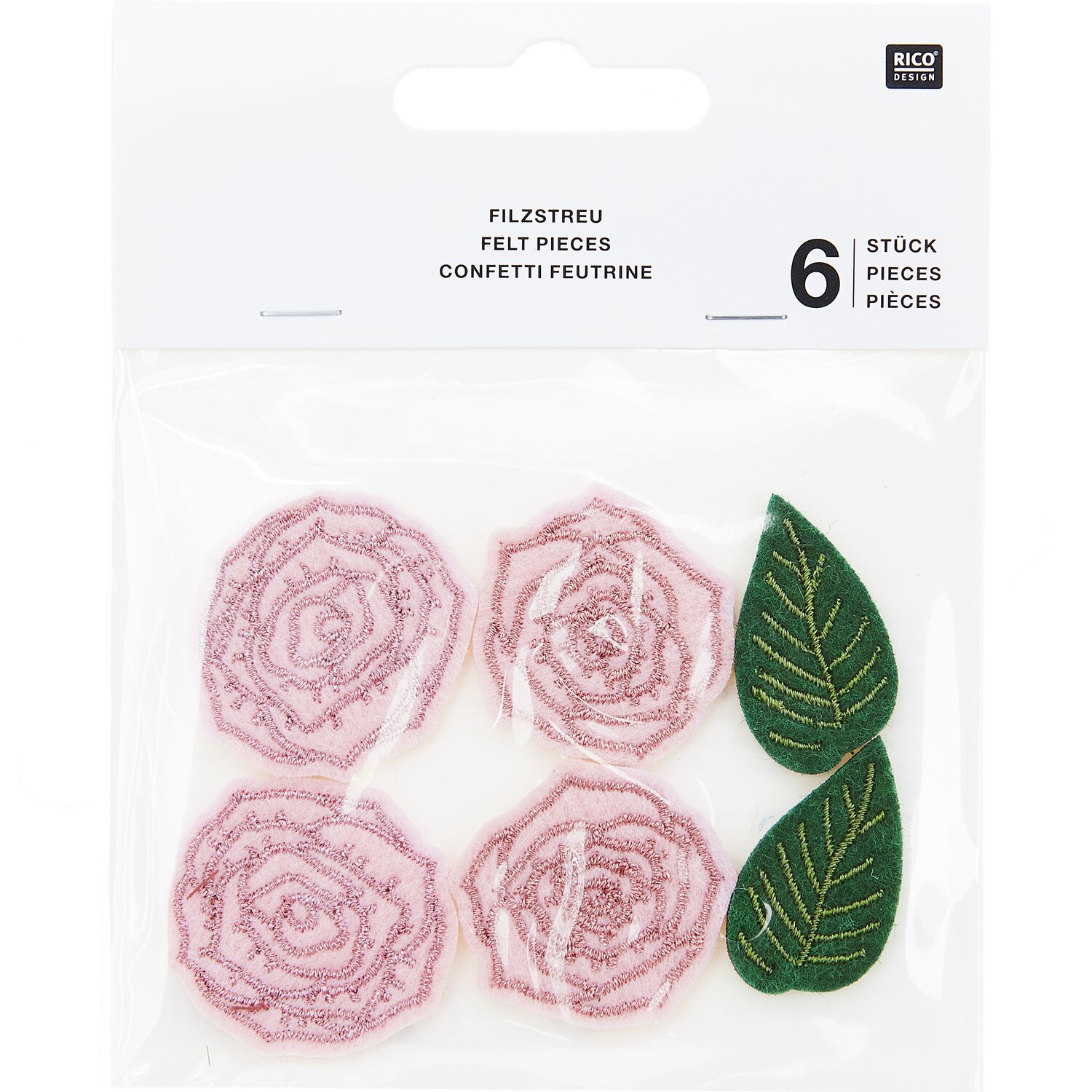 Filzstreu Rosen Rosa 6 Stück von Rico Design