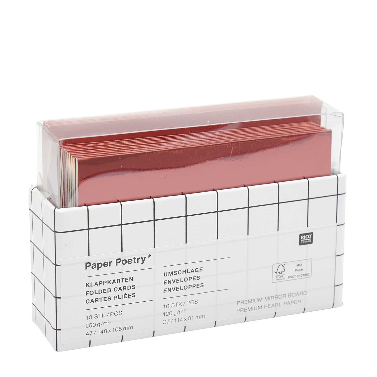 Paper Poetry Kartenset Spiegelkarton rot A7/C7 20-teilig von Rico Design