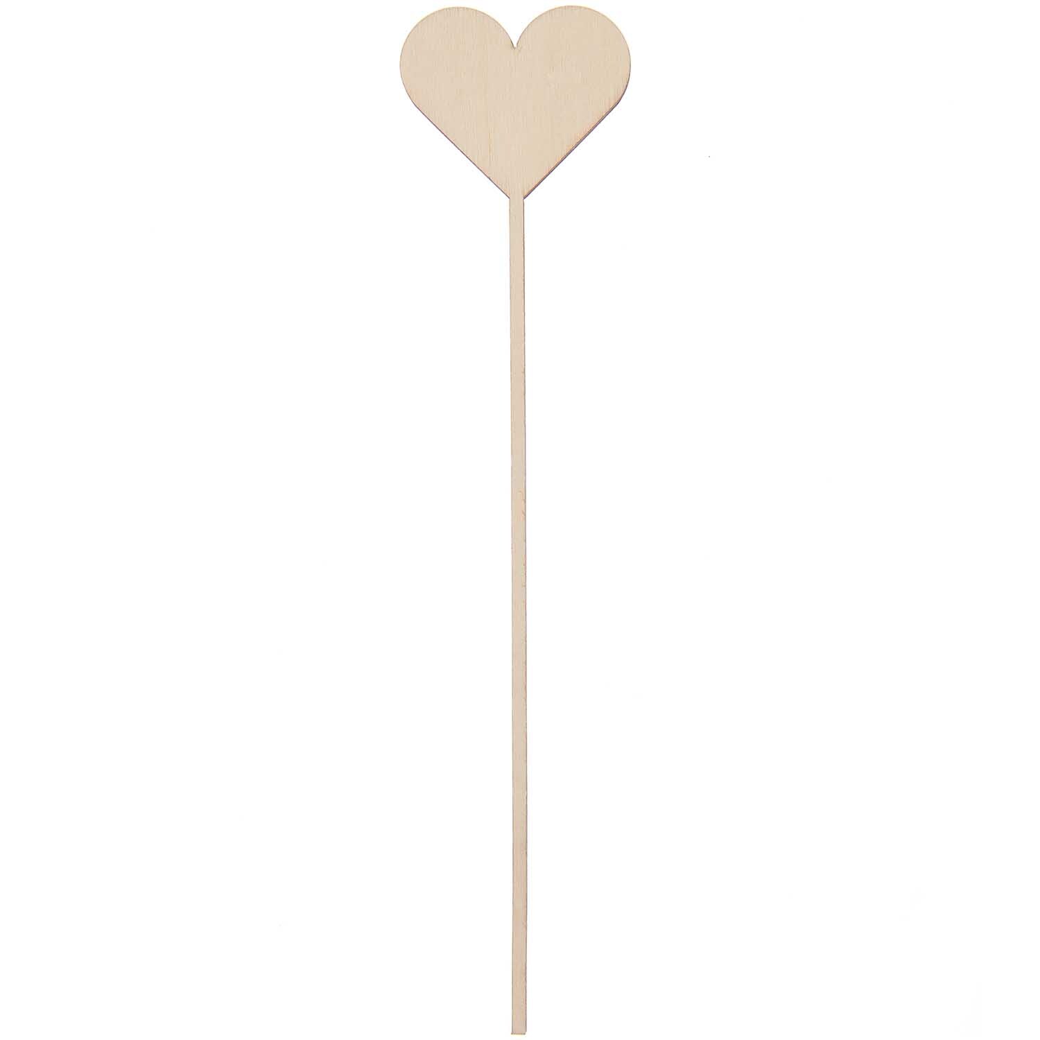 Holzpicker Herz gefüllt 26x5cm von Rico Design: Ein dekorativer Holzstab mit herzförmigem Ende, ideal für kreative Bastelprojekte.