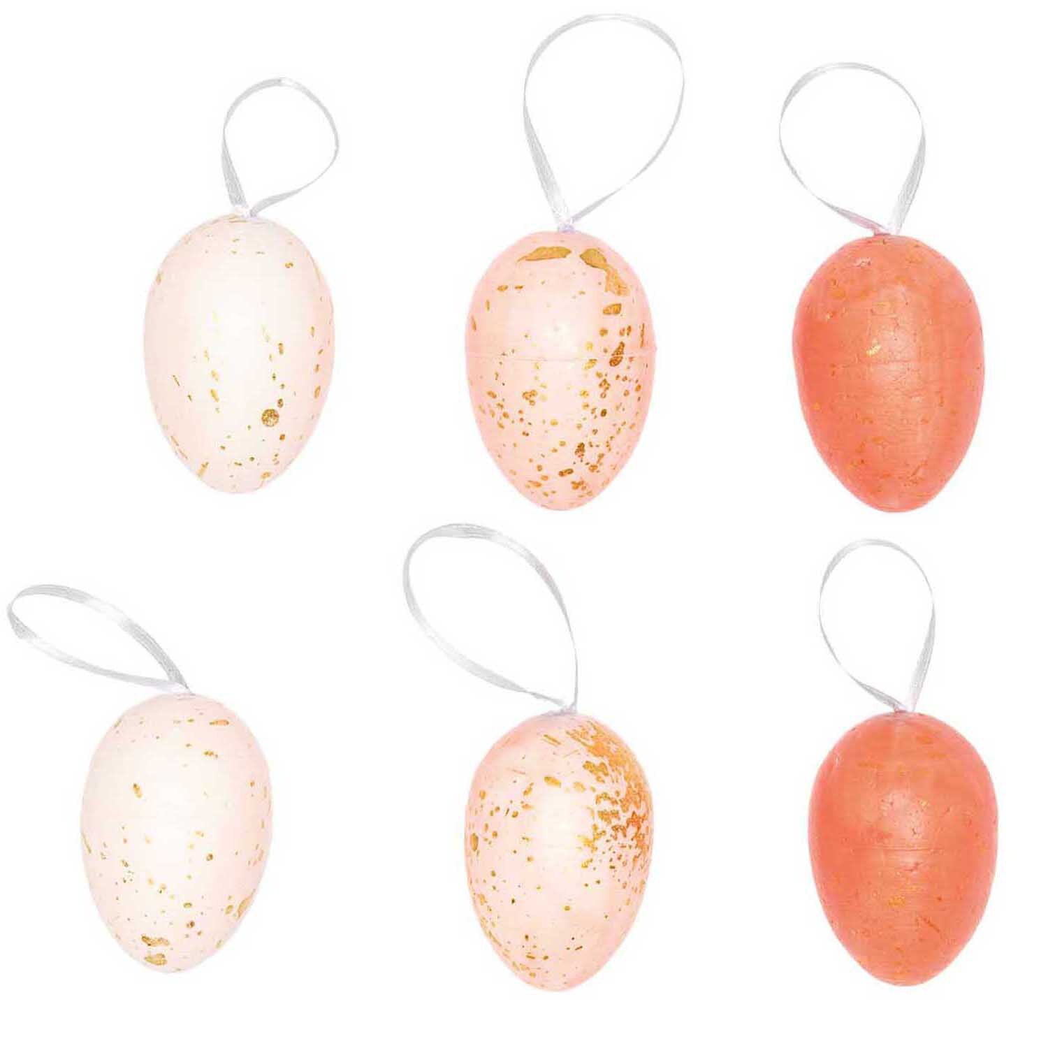 Eier zum Hängen rosa-gold Mix 6cm 6 Stück von Rico Design, dekorative Ostereier in verschiedenen Mustern.