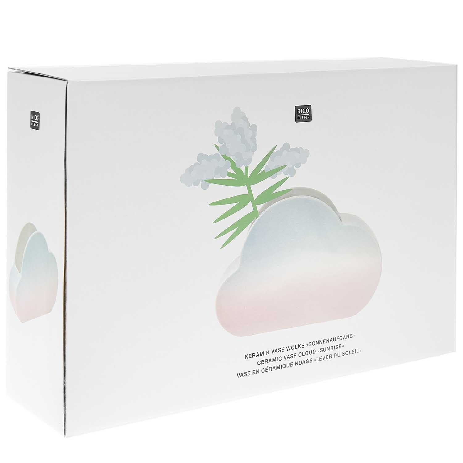 Keramik Vase Wolke 25x6x16cm Farbe Blau-Rosa von Rico Design Keramik Vase Wolke 25x6x16cm von Rico Design in Blau-Rosa, verpackt in einer stilvollen Box mit Wolkenmotiv.