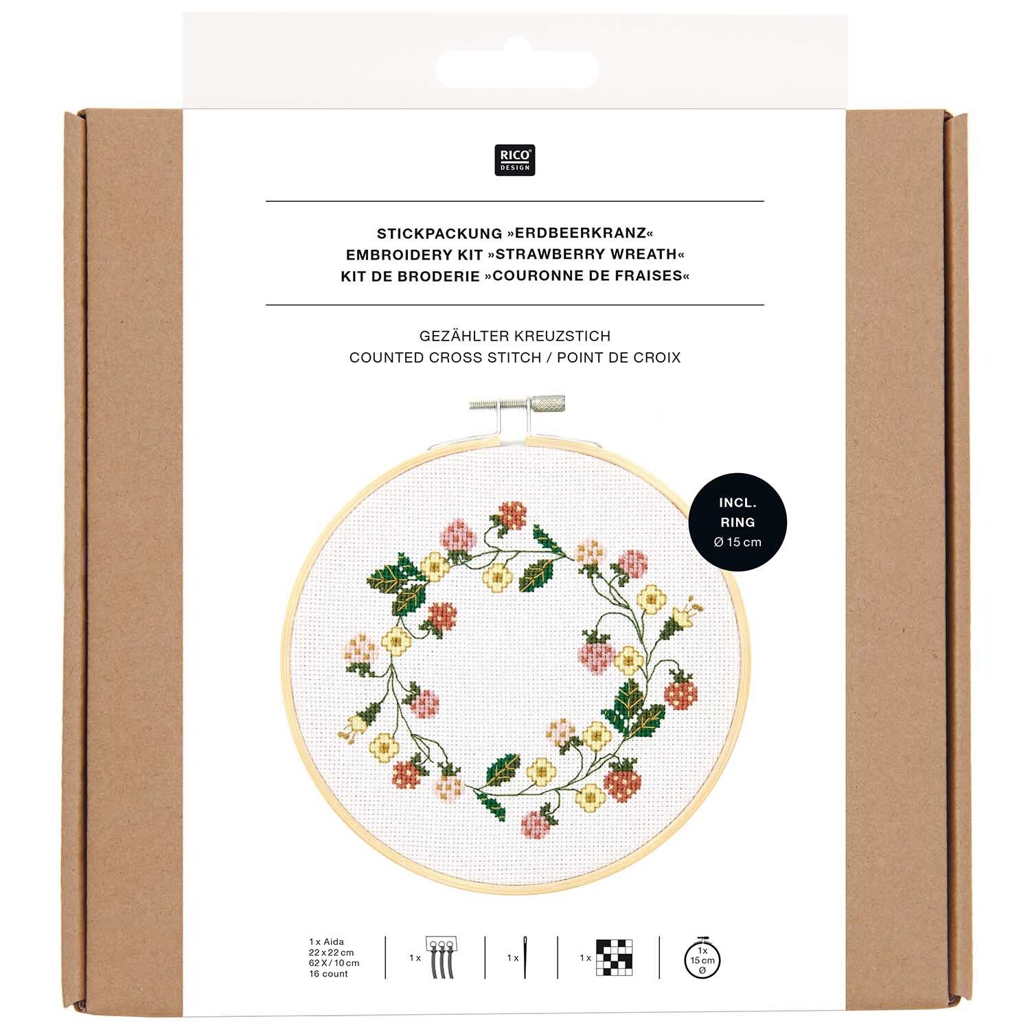 Pack de broderie Couronne de fraises Image from Rico Design
