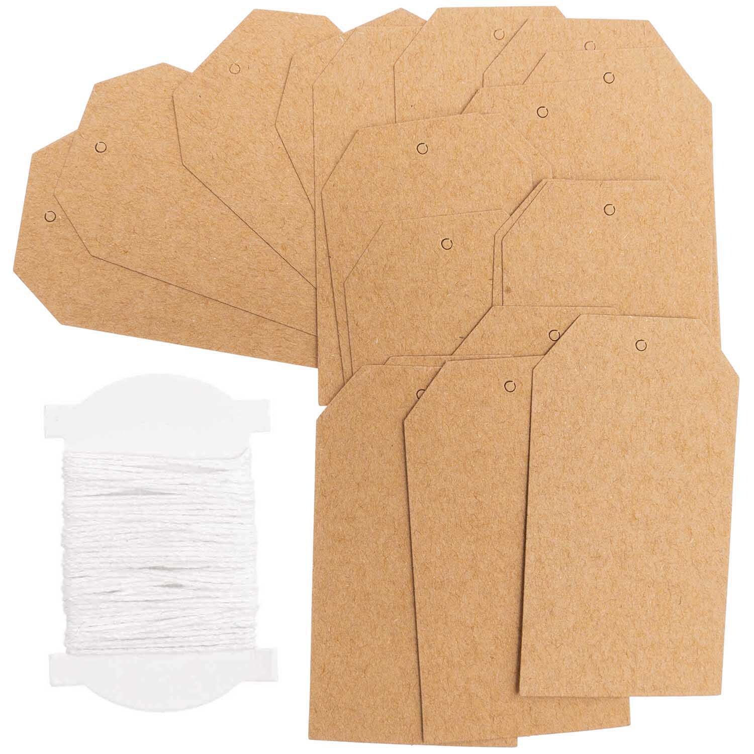 Paper Poetry Papieranhänger aus Kraftpapier, 24 Stück, mit weißem Faden, ideal zum Basteln.