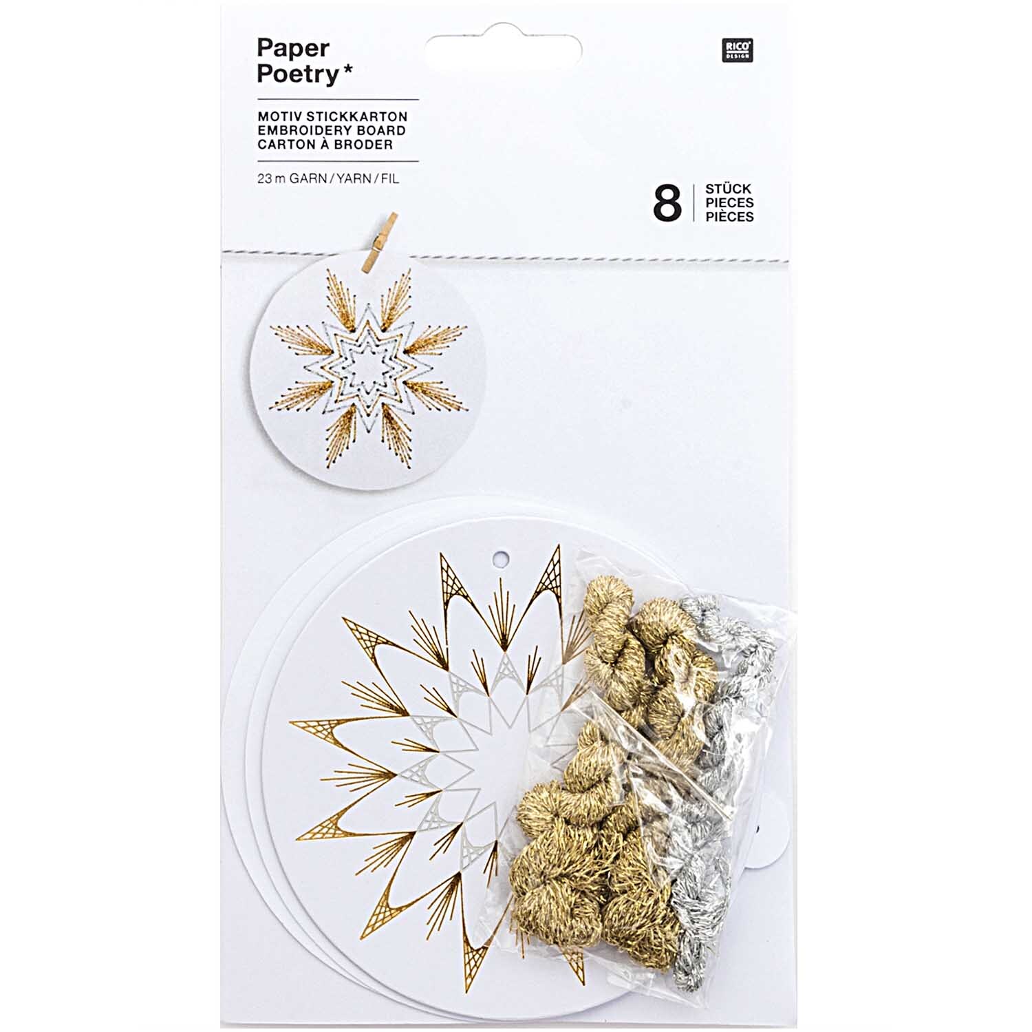 Anhänger Weihnachtskugel zum Besticken weiß 8 Stück von Rico Design