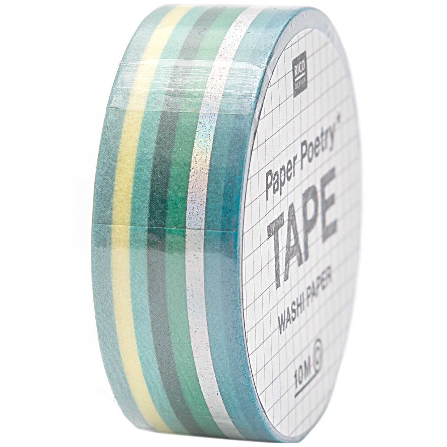 Paper Poetry Tape Streifen grün-irisierend 1,5cm 10m von Rico Design