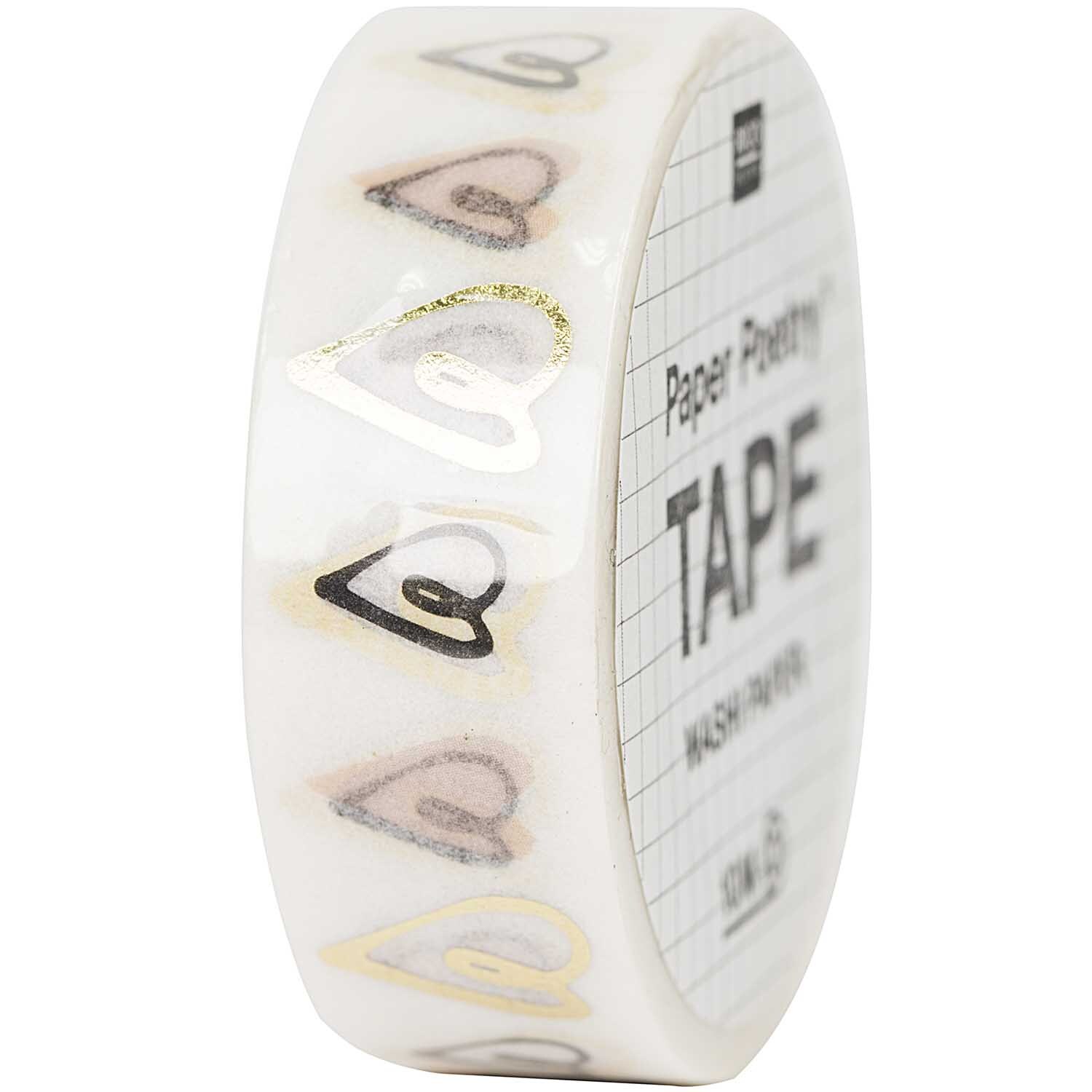 Paper Poetry Tape Herzen puder-gold 1,5cm 10m von Rico Design