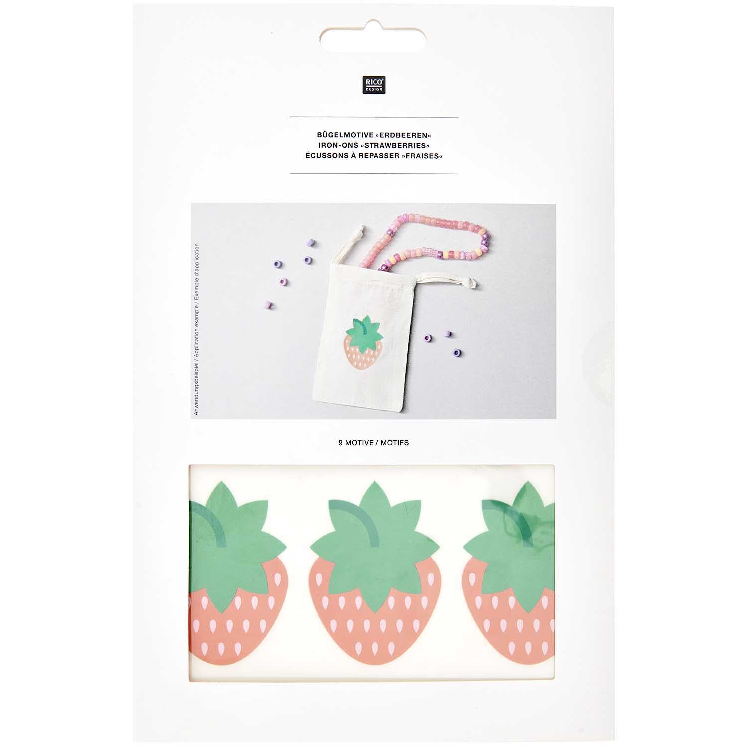 Bügelmotiv Erdbeeren 9 Stück von Rico Design