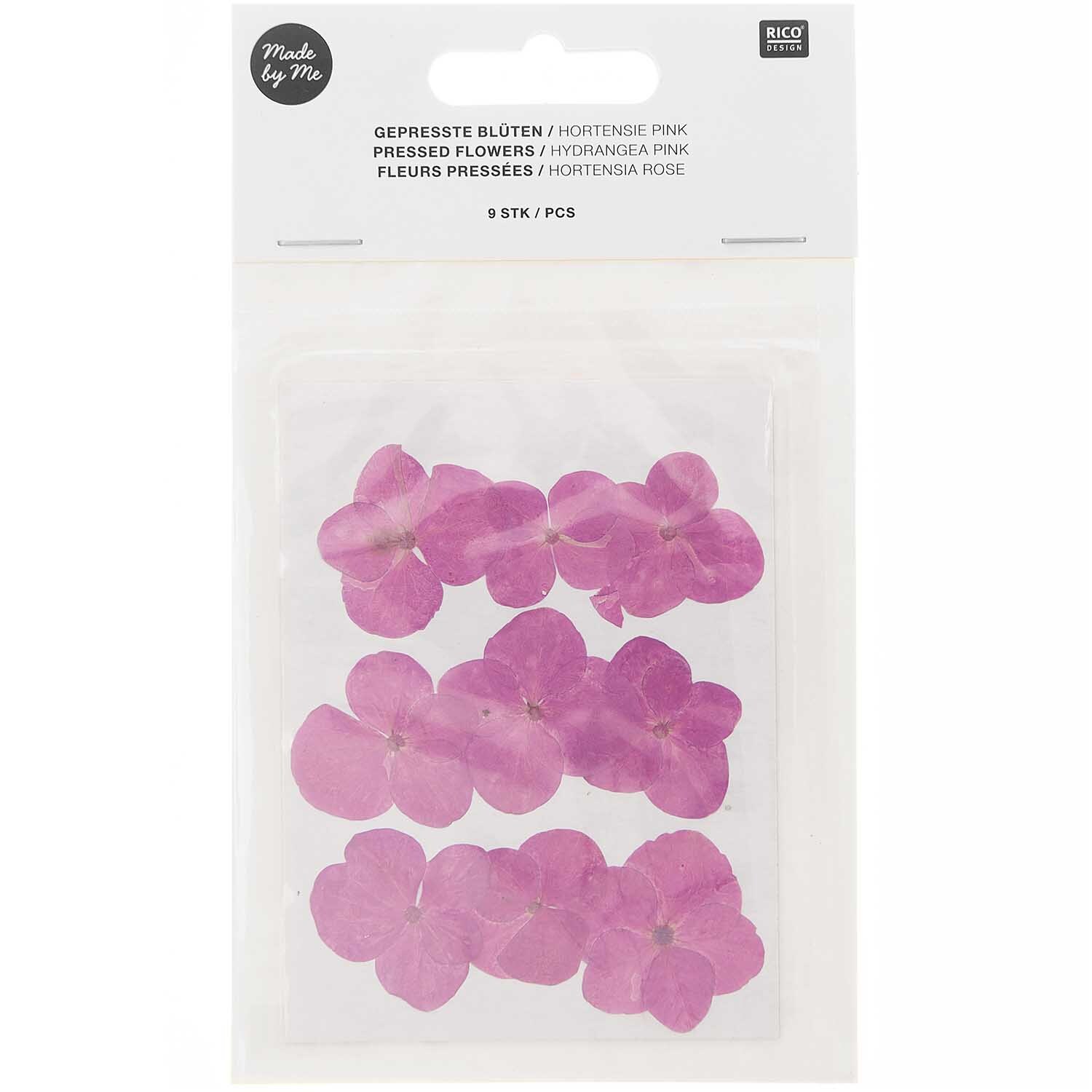 Gepresste Blüten Hortensie pink 9 Stück von Rico Design