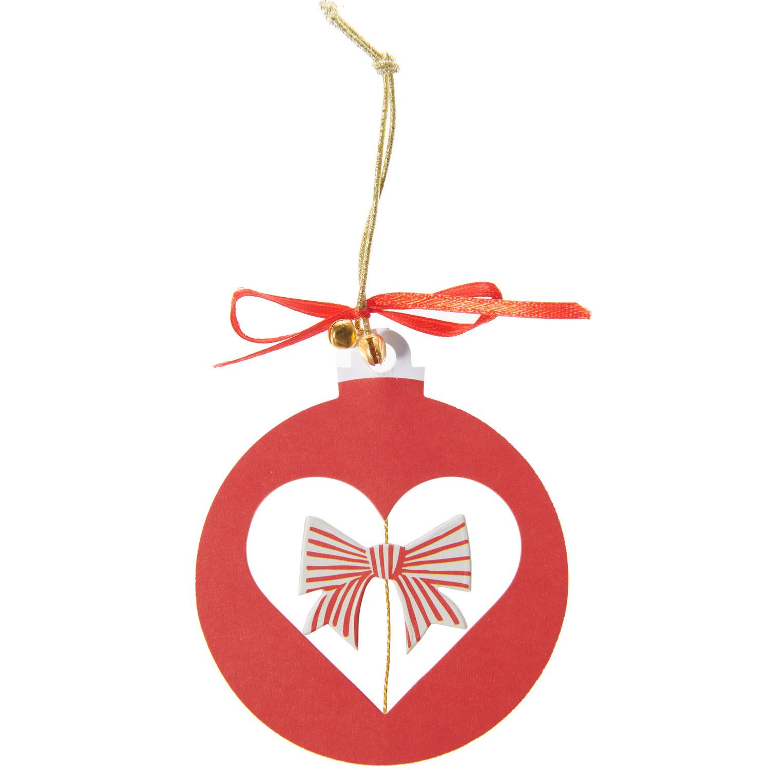 Paper Poetry Papierornament von Rico Design: Rotes Ornament mit Herzform und Schleife, Ø7,5x9cm. Ideal für festliche Dekorationen.