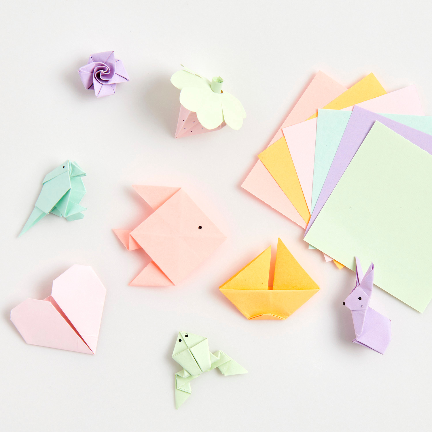Mini-Notizzettel Pastel: Origami-Tiere und bunte Zettel in Pastelltönen von Rico Design, 5x5cm, 120 Blatt.