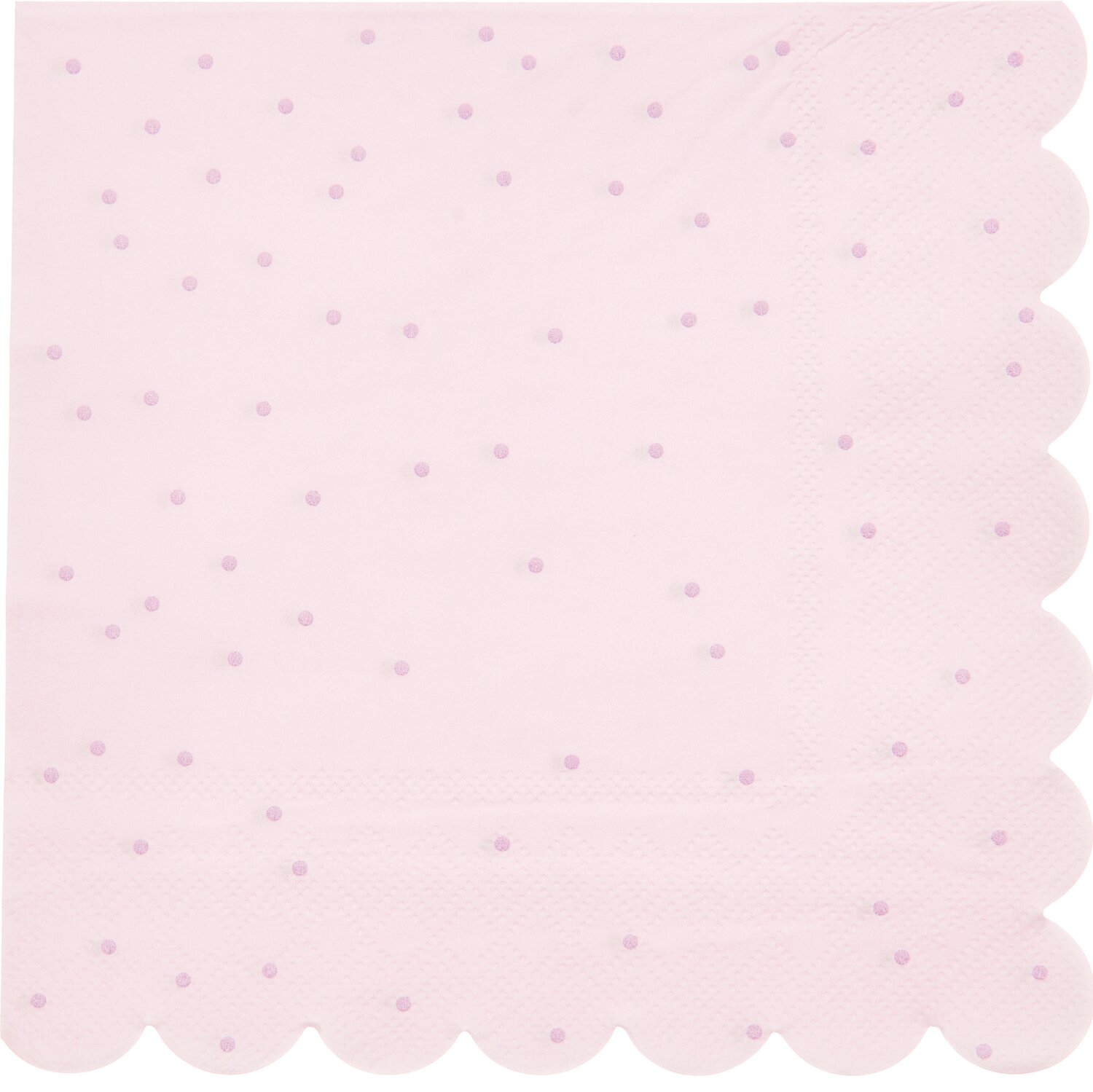 Servietten Punkte Hellrosa von Rico Design, 32x32cm, 20 Stück. Hellrosa Serviette mit zarten Punkten und gewelltem Rand.