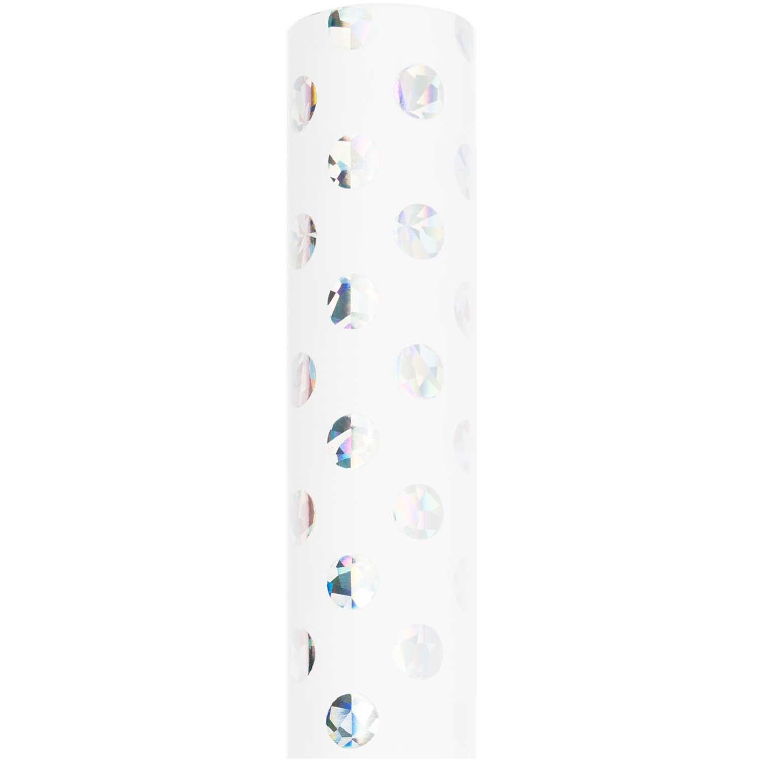 Paper Poetry Geschenkpapier mit irisierenden Punkten auf weißem Hintergrund, Rolle von Rico Design.