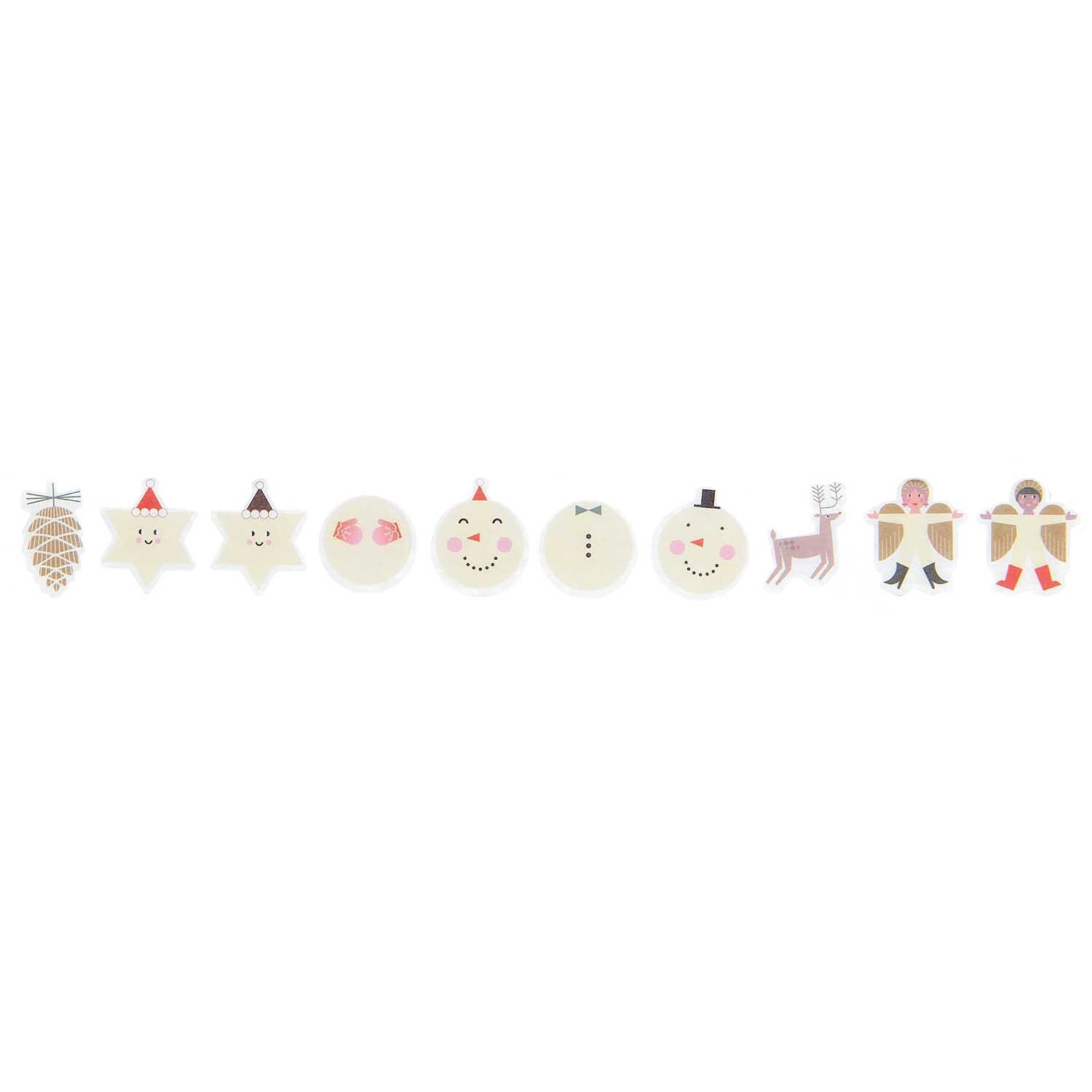 Paper Poetry Washi Sticker Christmas Figuren 200 Stück von Rico Design Paper Poetry Washi Sticker mit Weihnachtsfiguren von Rico Design, darunter Sterne, Schneemänner und Rentiere.
