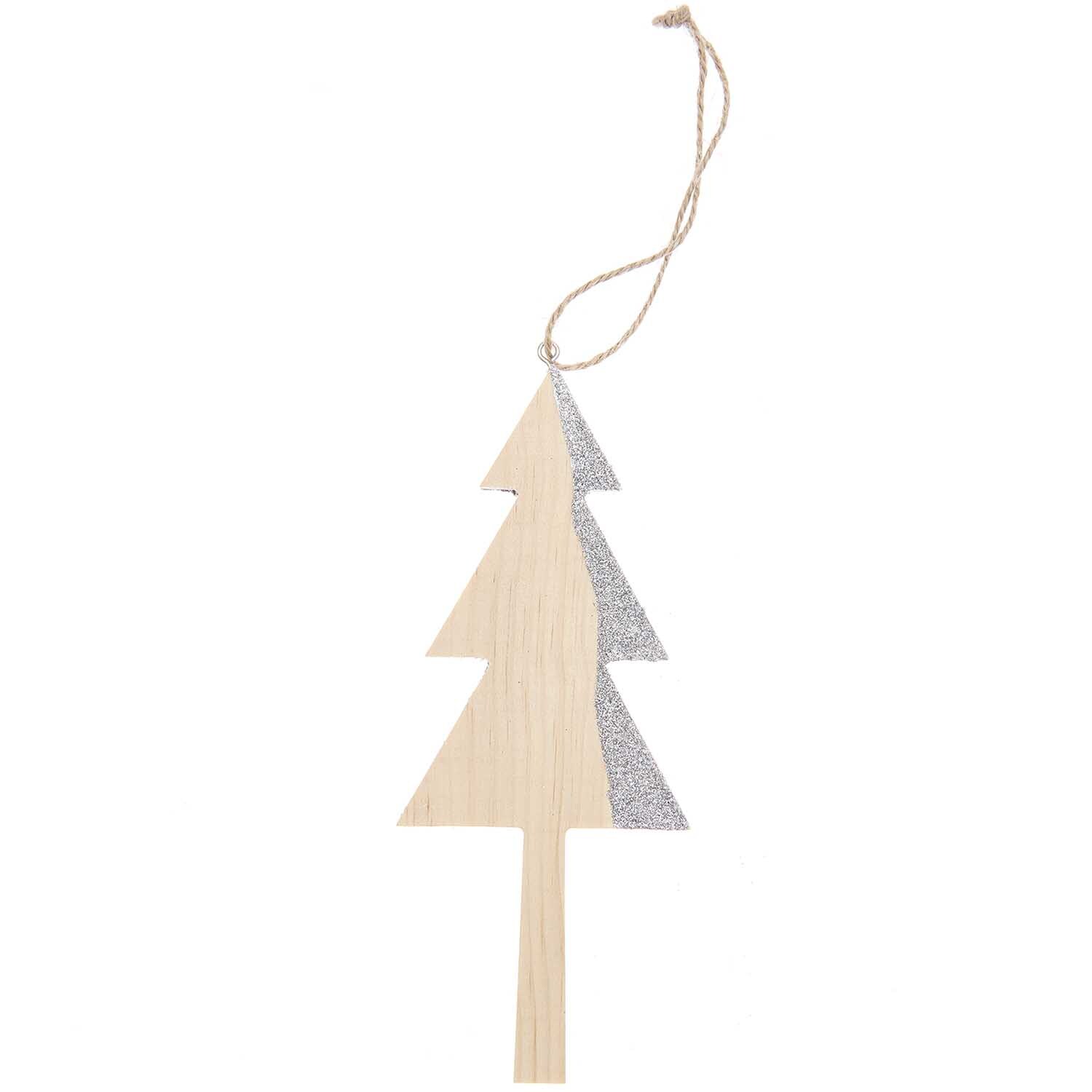Holzhänger Tannenbaum natur-silber von Rico Design