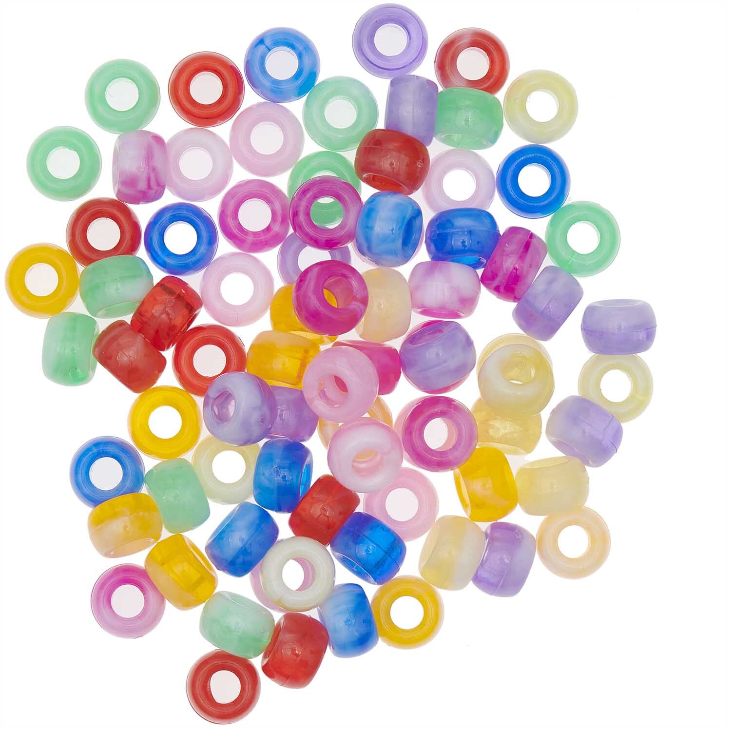 itoshii - Ponii Beads Marmor Regenbogen 9x6mm 400 Stück von Rico Design Itoshii - Ponii Beads Marmor Regenbogen 9x6mm, 400 Stück, bunte Perlen von Rico Design auf weißem Hintergrund.