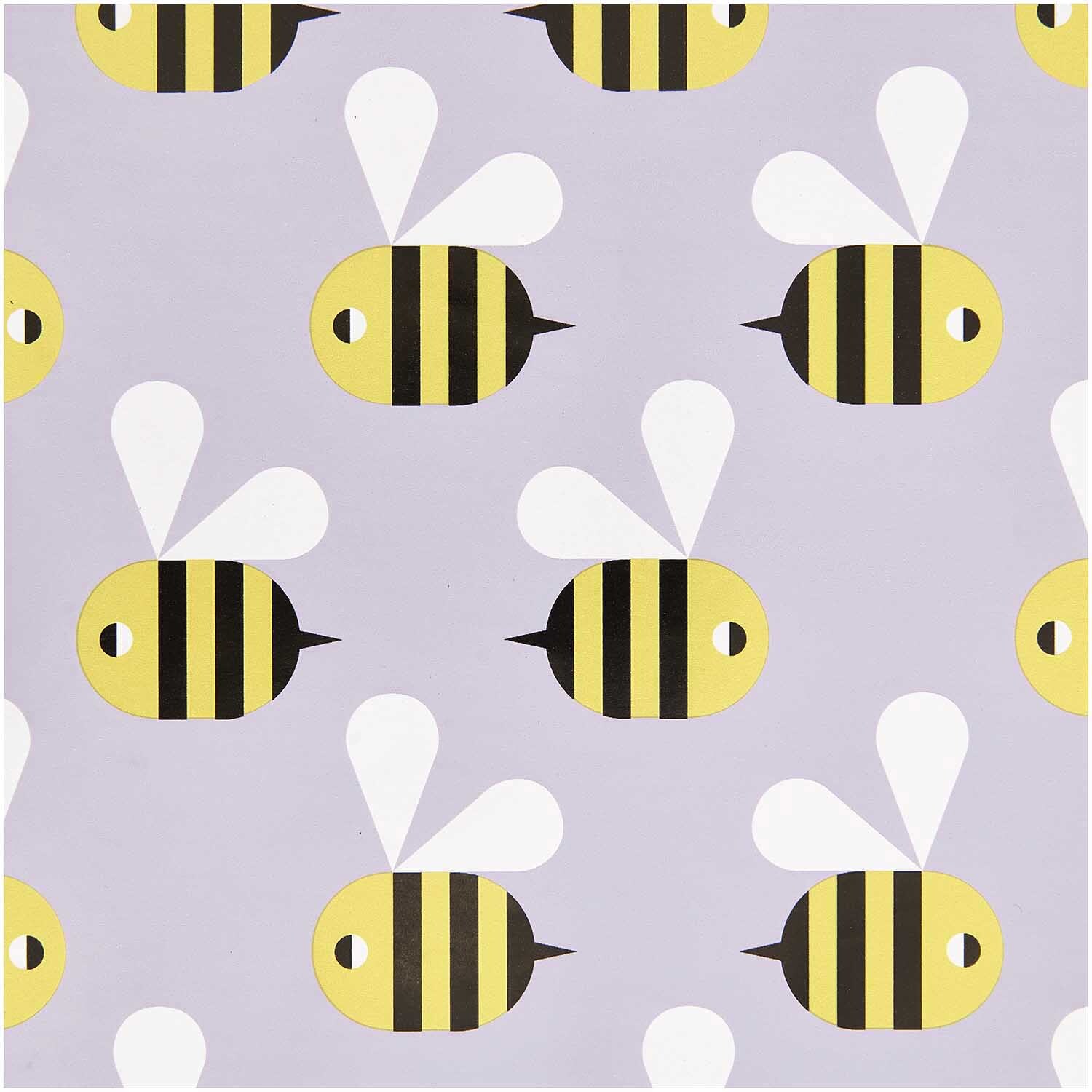 Paper Poetry Geschenkpapier Bienen 200x70cm 80g/m² von Rico Design Paper Poetry Geschenkpapier mit Bienenmuster auf lila Hintergrund, ideal für kreative Verpackungen.