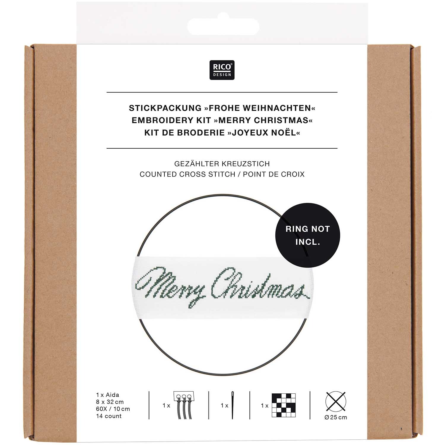 Kit de broderie ruban Frohe Weihnachten from Rico Design
