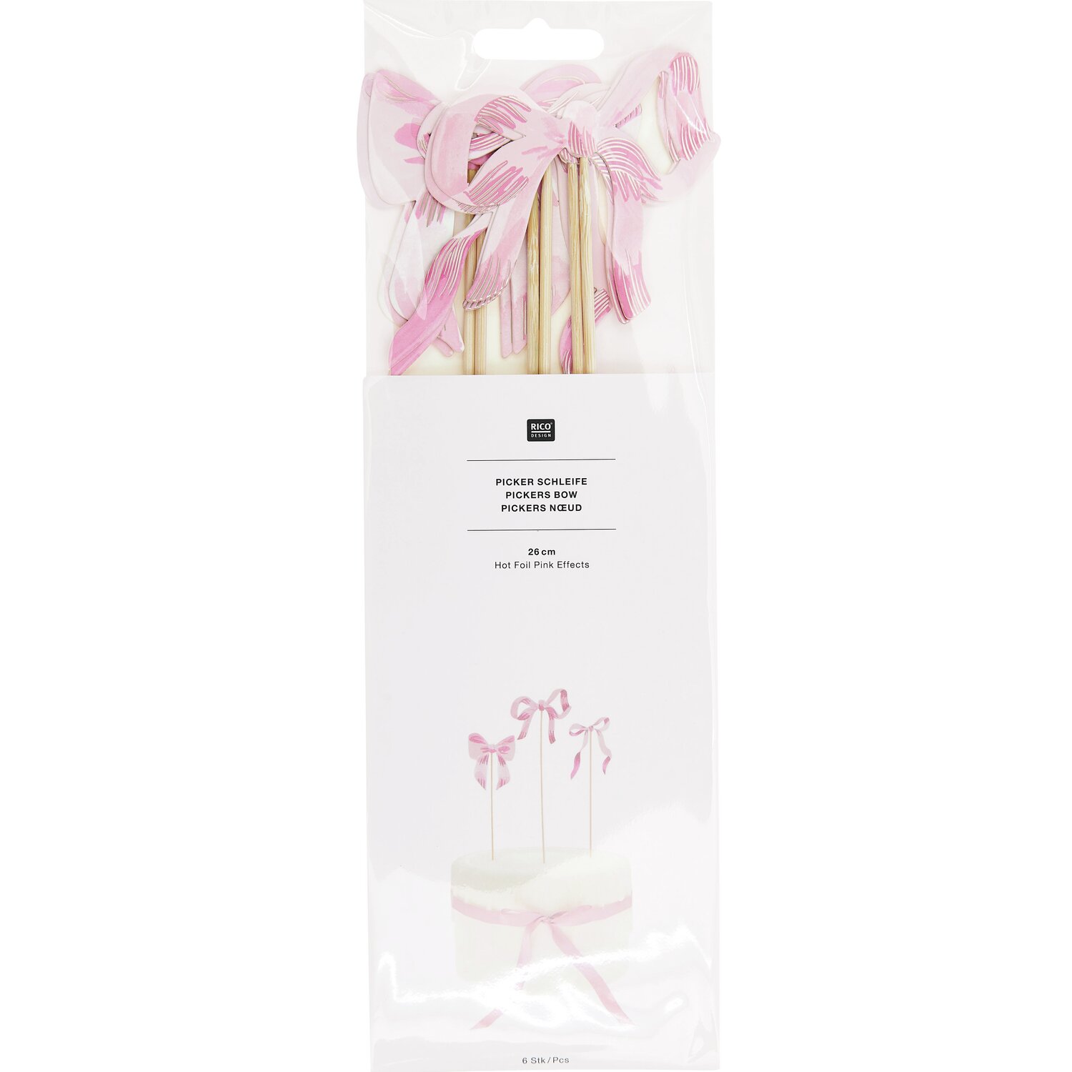 Picker Schleifen S Rosa 6 Stück von Rico Design