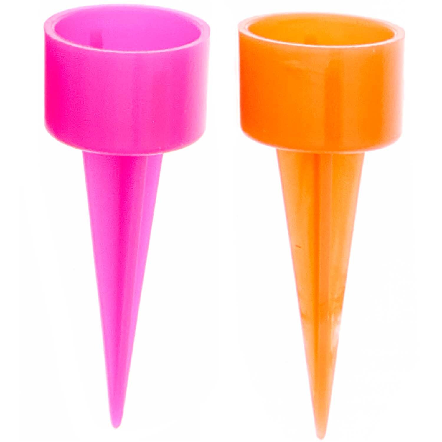 Spiral Kerzenhalter neon 1,2cm 10 Stück von Rico Design in leuchtendem Pink und Orange. Ideal für moderne Dekorationen.