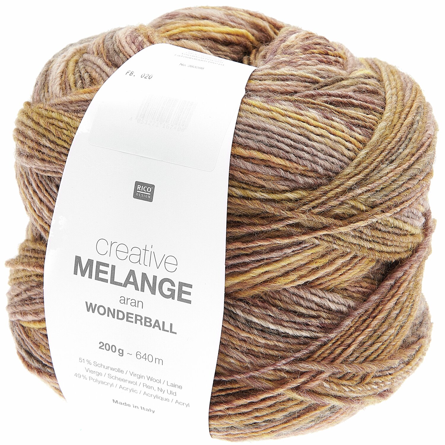 Creative Melange aran Wonderball 200g 640m Couleur Olive Mix from Rico Design Creative Melange aran Wonderball, 200g 640m, Oliv Mix. Hochwertiges Garn von Rico Design. Ideal für Strickprojekte.