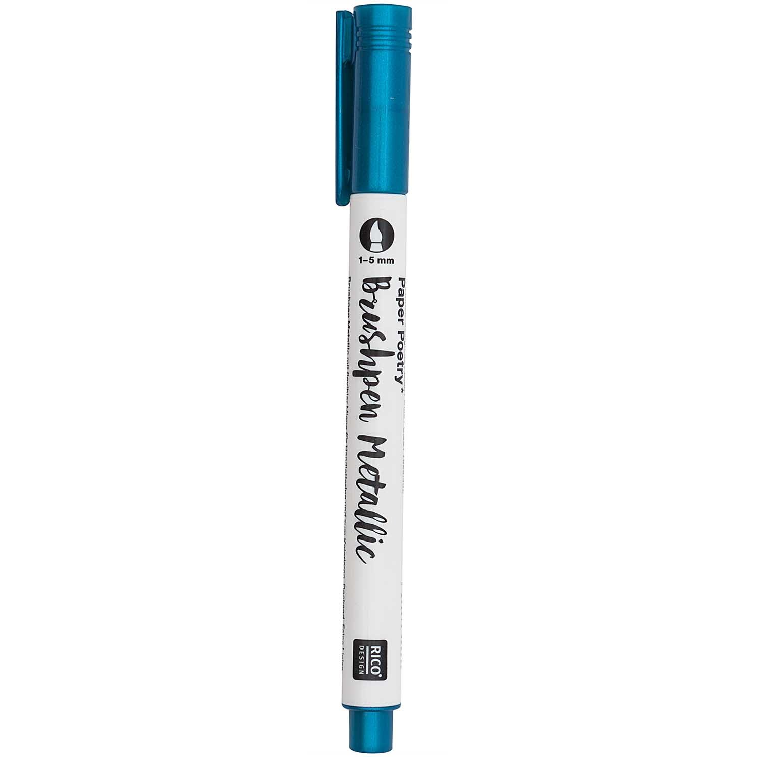 Paper Poetry Metallic Brushpen 1-5mm in Blau von Rico Design, ideal für kreative Projekte.