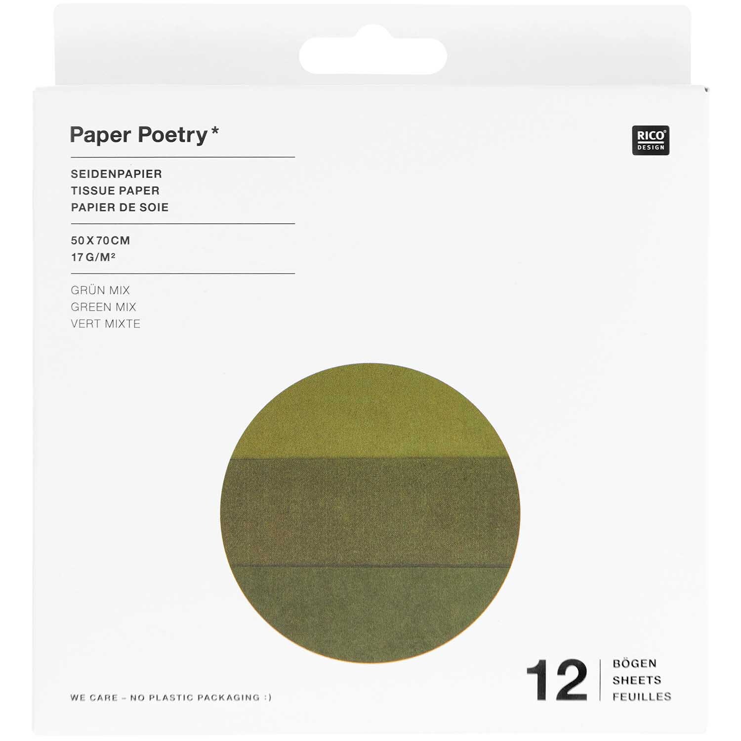 Paper Poetry Seidenpapier grün sortiert 50x70cm 12 Bögen von Rico Design